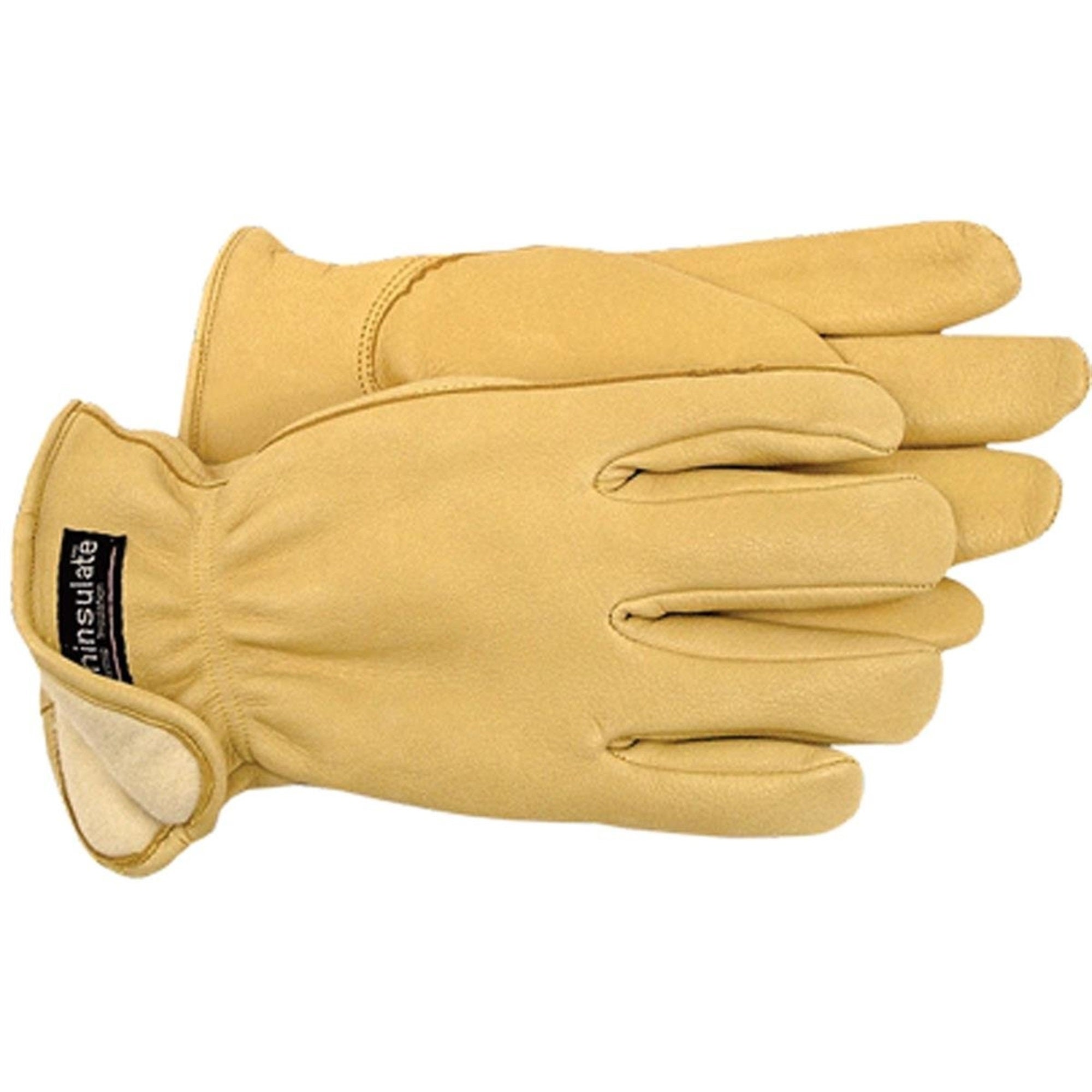 Boss Thermal Premium Deerskin Leather Work Gloves, Yellow, Small