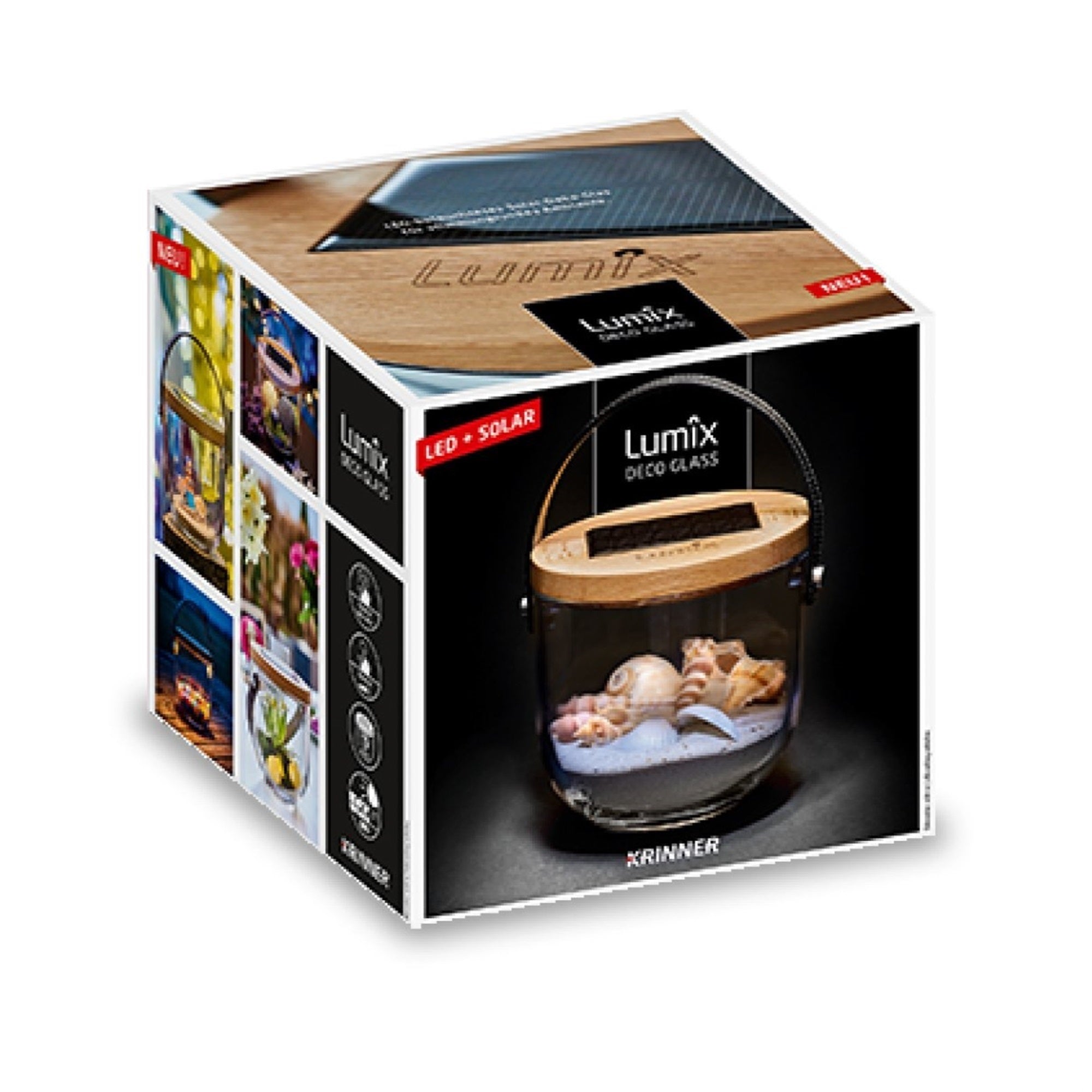 Krinner Lumix Solar-Powered Home Decoration Glass LED Display Jar, 6in