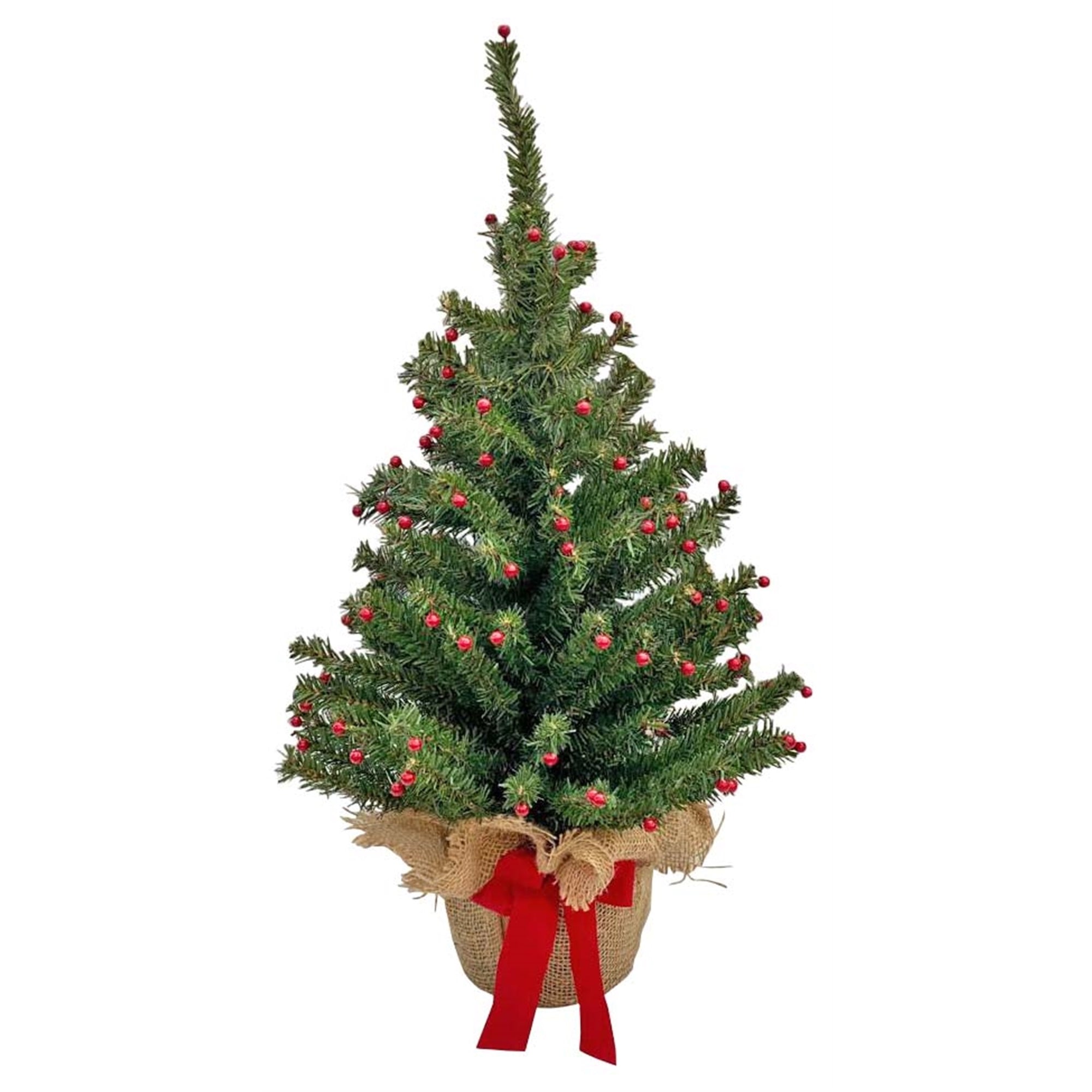 Good Tidings Norway Artificial Christmas Tree with Red Berries, 24"