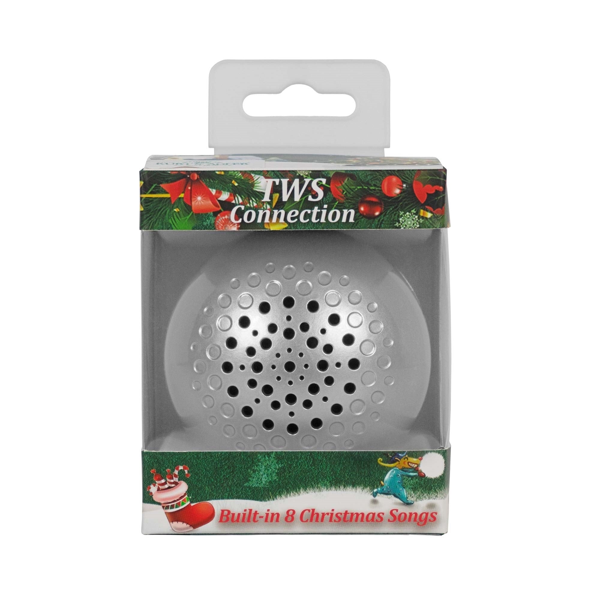 Kurt Adler Music Playing Hanging Ball Ornament for Christmas Tree, Silver, 3"