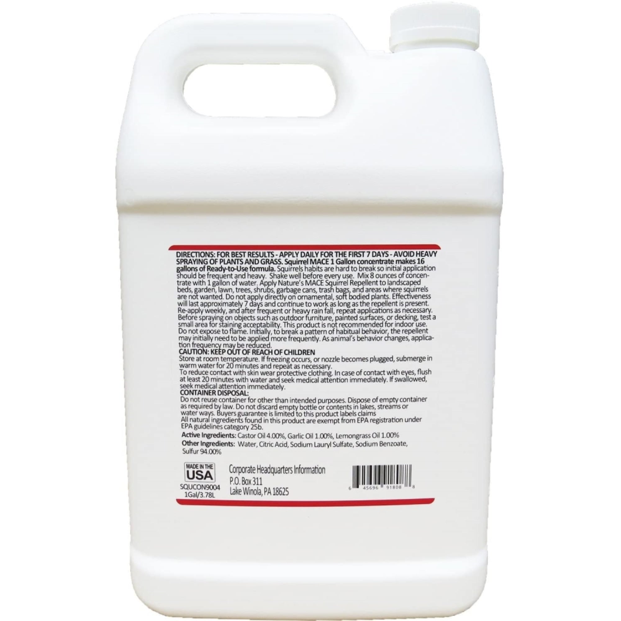 Natures MACE Squirrel Repellent Concentrate, 1 gallon - Treats 87,000 Sq. Ft