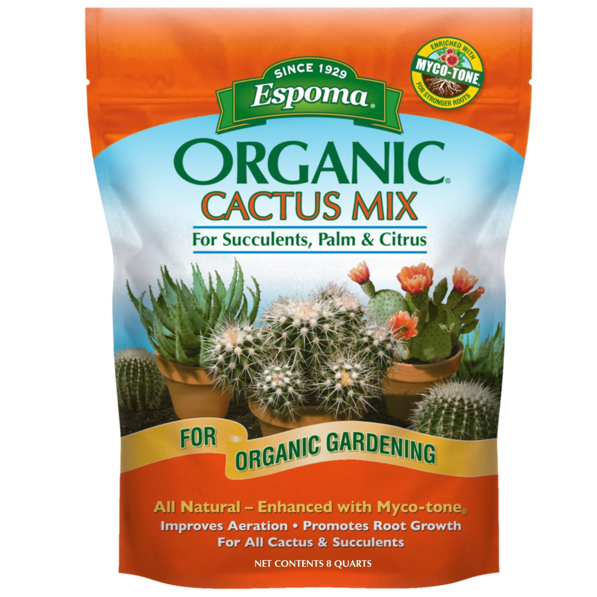 Espoma Organic Cactus Potting Soil Mix for Succulents, Palms & Citrus, for Organic Gardening, All Natural with Mycro-tone, Improves Aeration & Promotes Root Growth