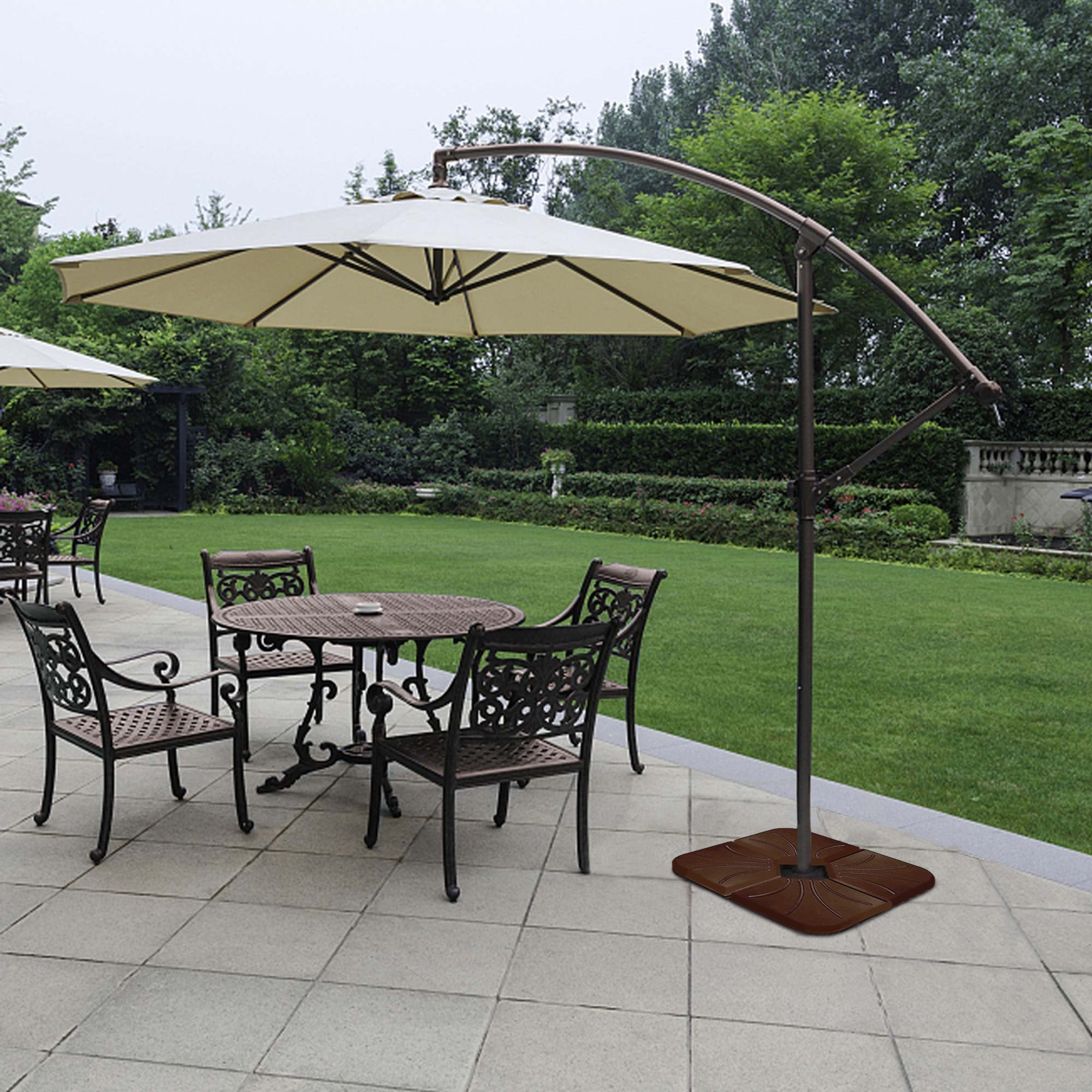 Four Seasons 4-Piece Concrete-Filled Outdoor Umbrella Base, Antique Bronze