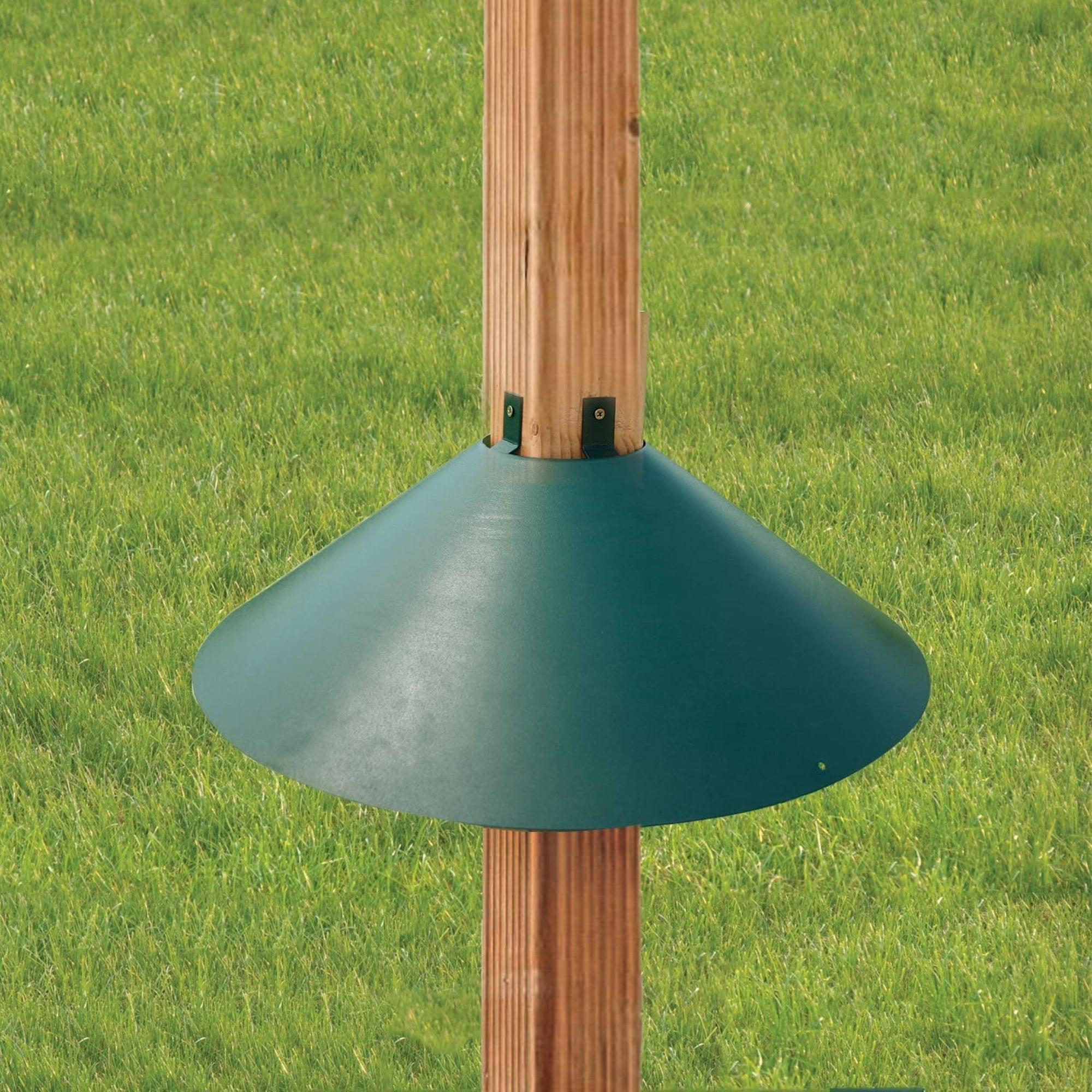 Woodlink Metal Wrap Around Bird Feeder Squirrel Baffle Guard for 4" x 4" Pole, Green