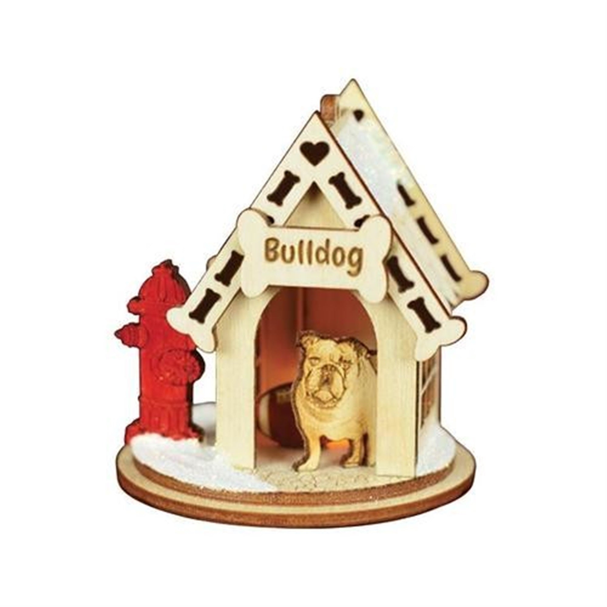 Old World Christmas K-9 Cottage Wooden Doghouse Ornament for Christmas Tree, Bulldog