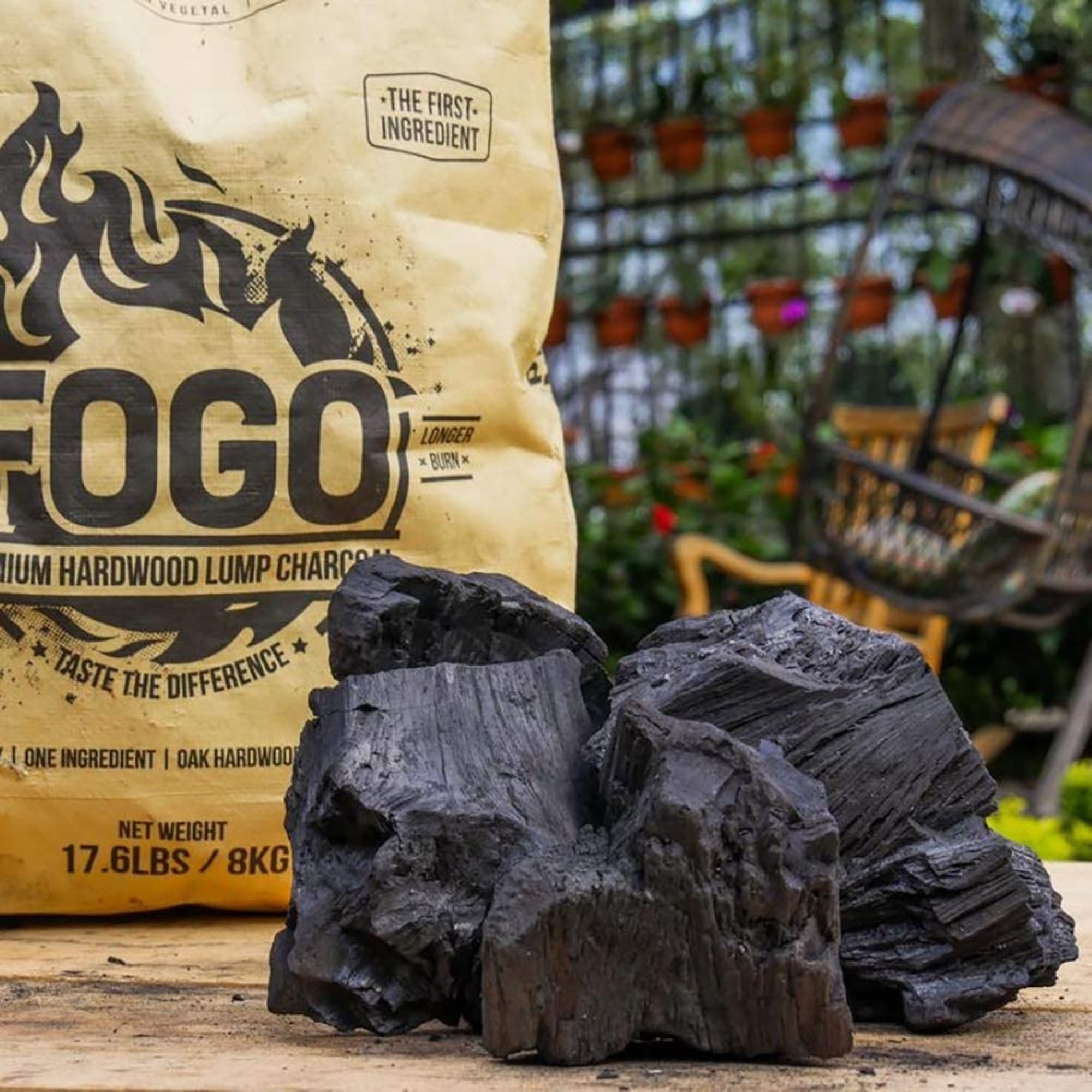 FOGO Super Premium All-Natural Hardwood Lump Charcoal for Grilling, 17.6lbs