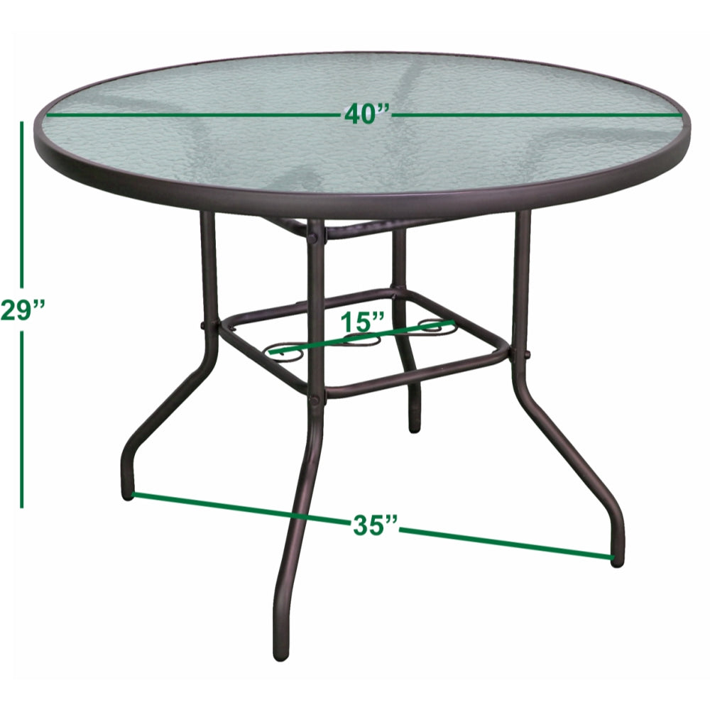 Garden Elements 40" Steel Table with 4 Swivel Rocker Chairs Patio Dining Set, Brown (5-Piece)