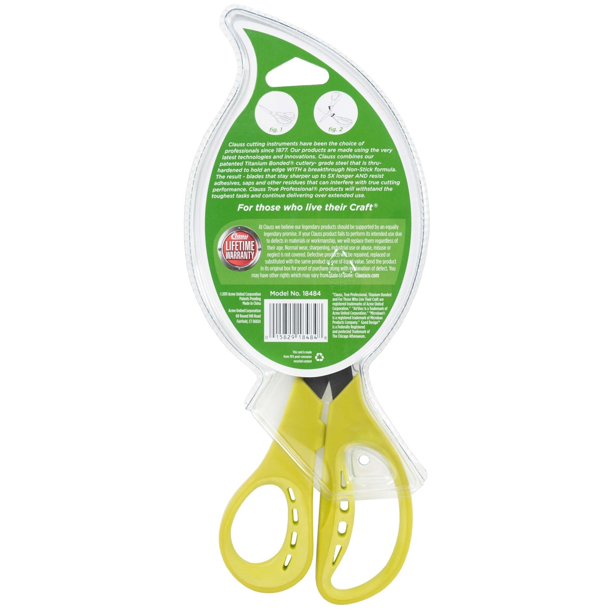 Clauss Airshoc Titanium Non Stick Garden Shear, Green