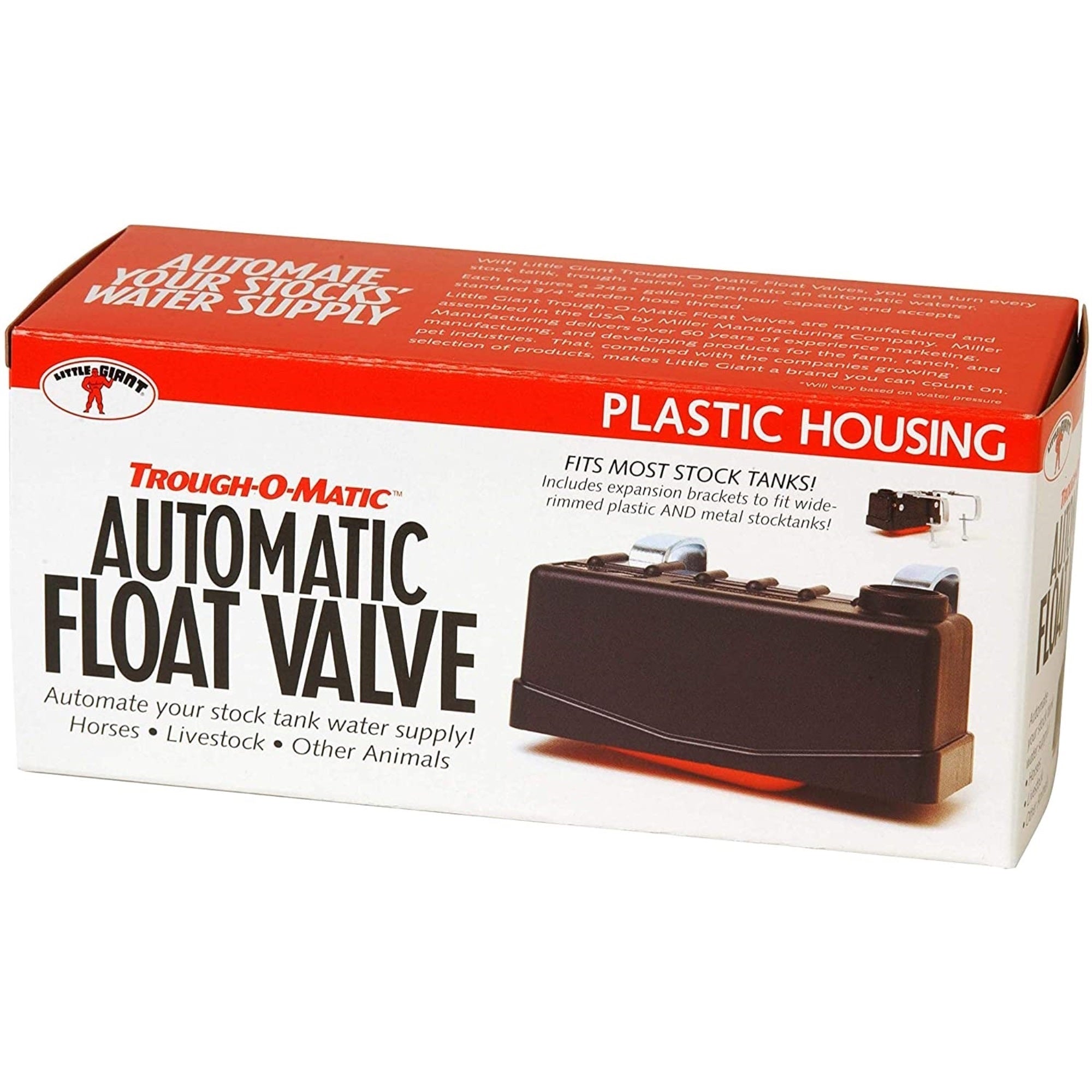 Little Giants Trough-O-Matic Float Valve – Automatic Stock Tank Water Control, ¾" Hose, 245 GPH