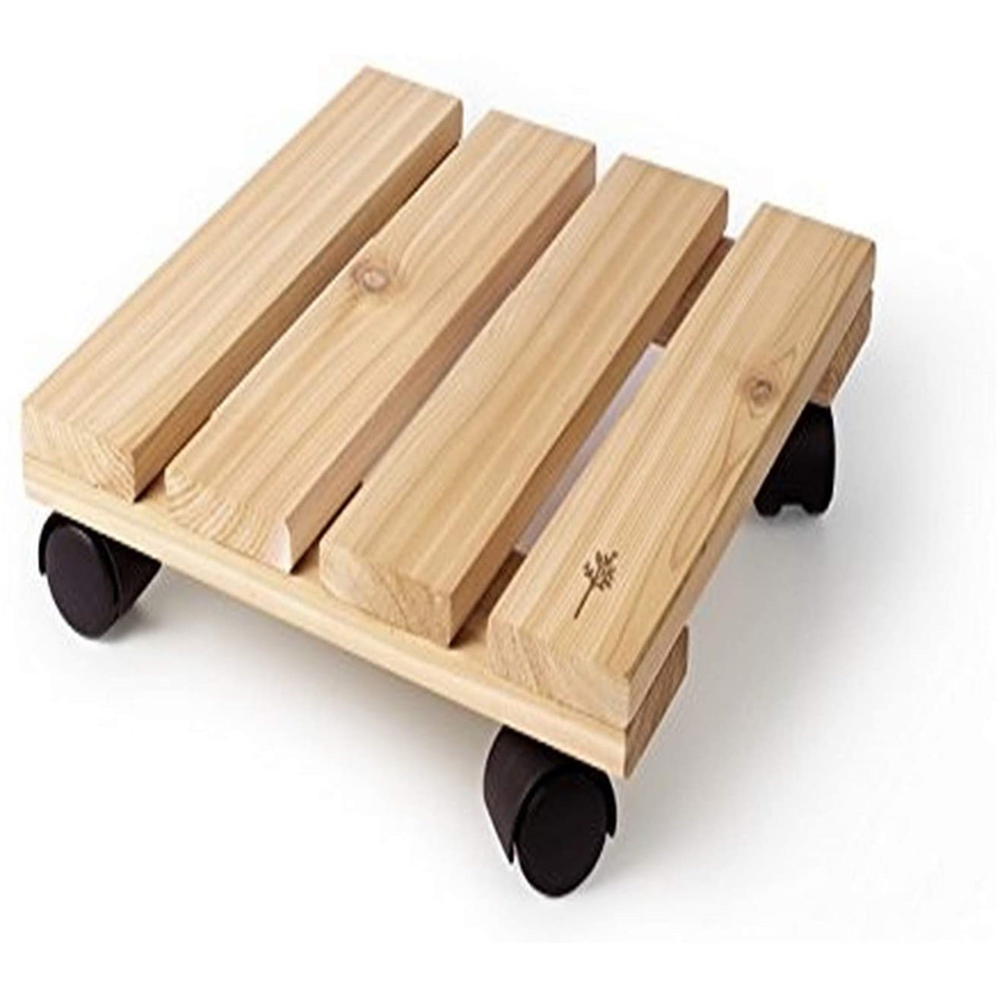 Plastec Indoor Cedar Wood Plant Caddy 12" Square Rolling Dolly with Wheels – Holds 200 lb – USA Made