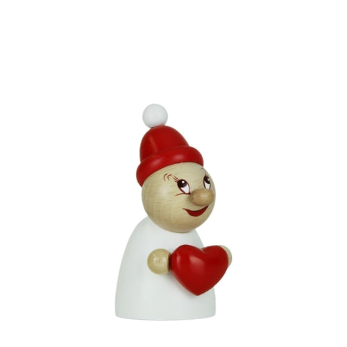 Steinbach Wooden Clumsy Mini Collection, Valentine with Red Heart and Wooden Beanie, 4.7"