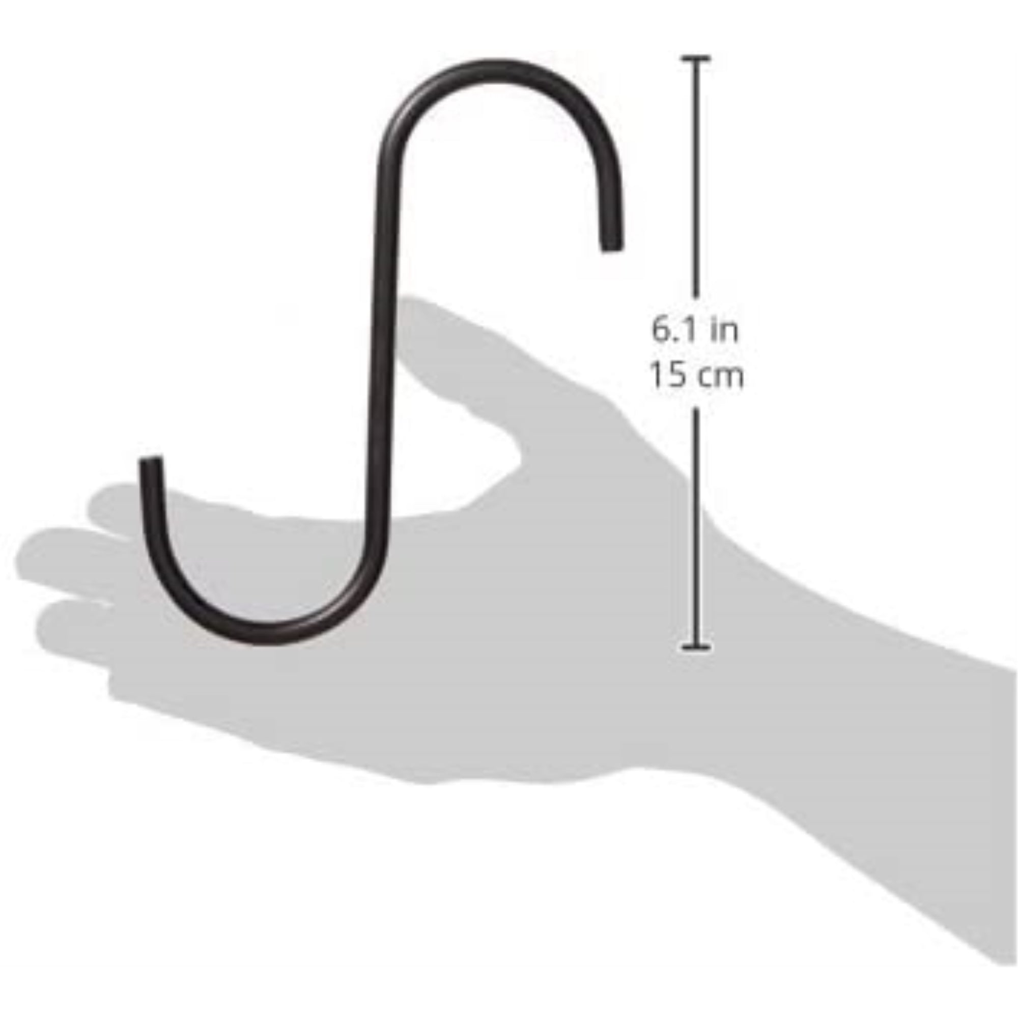 Hookery S-Hook Extension with 1" Opening for Lanterns or Outdoor Use – Hanging, Supports up to 25lb, Black, 6"