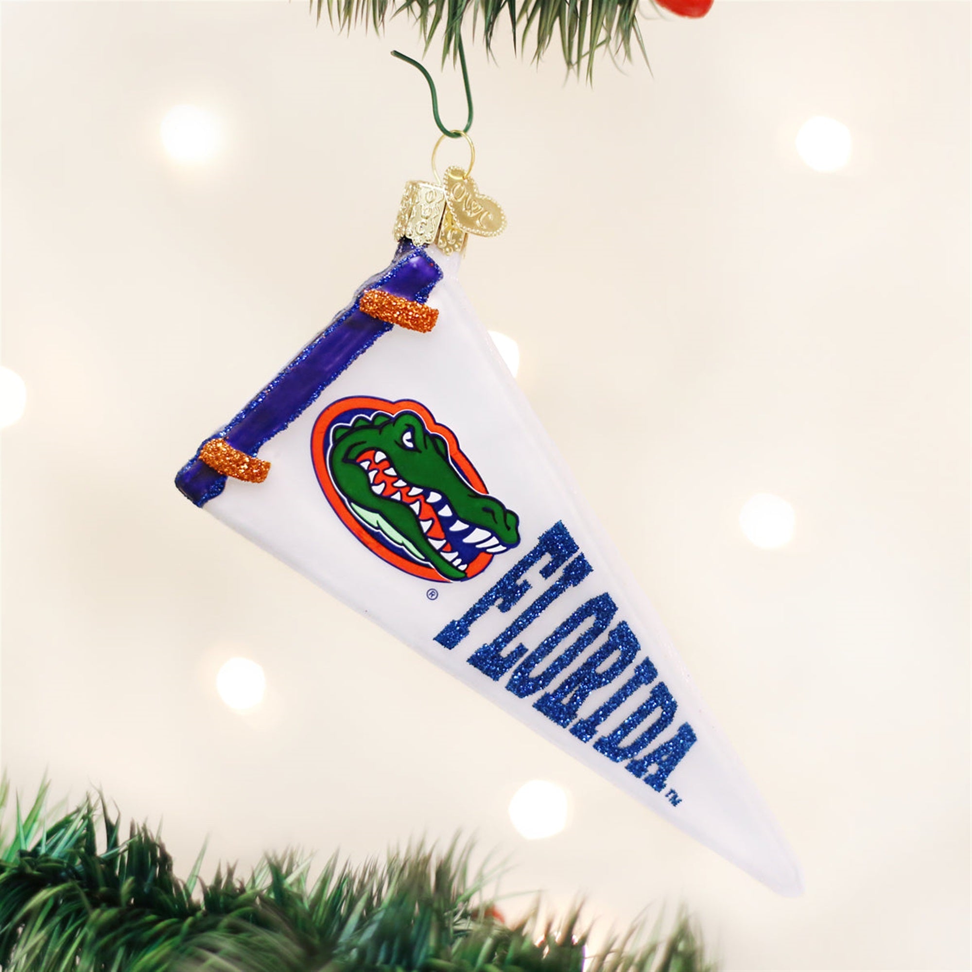 Old World Christmas Hanging Glass Tree Ornament, Florida Gators Pennant