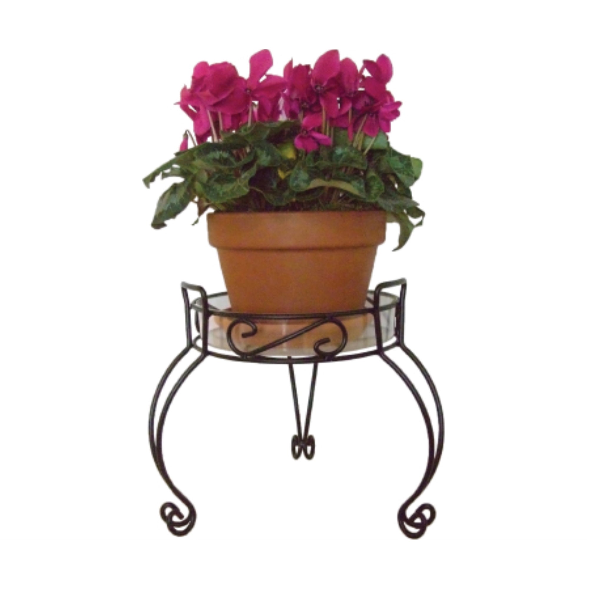 Deer Park Ironworks River North Combo Top Plant Stand w/ Tray, Black 16" x 13"