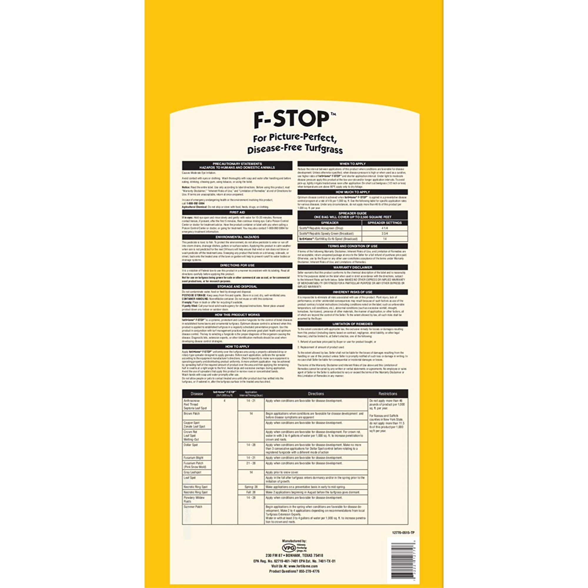 Fertilome F-Stop Turfgrass Fungicide Granules, 20lbs