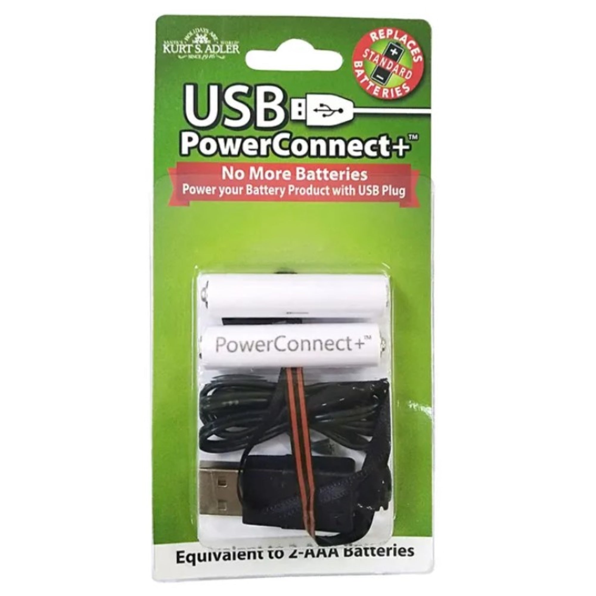 Kurt Adler USB PowerConnect+ 2 "AAA" Battery Converter, 18-Inch Lead Wire, Indoor Use Only
