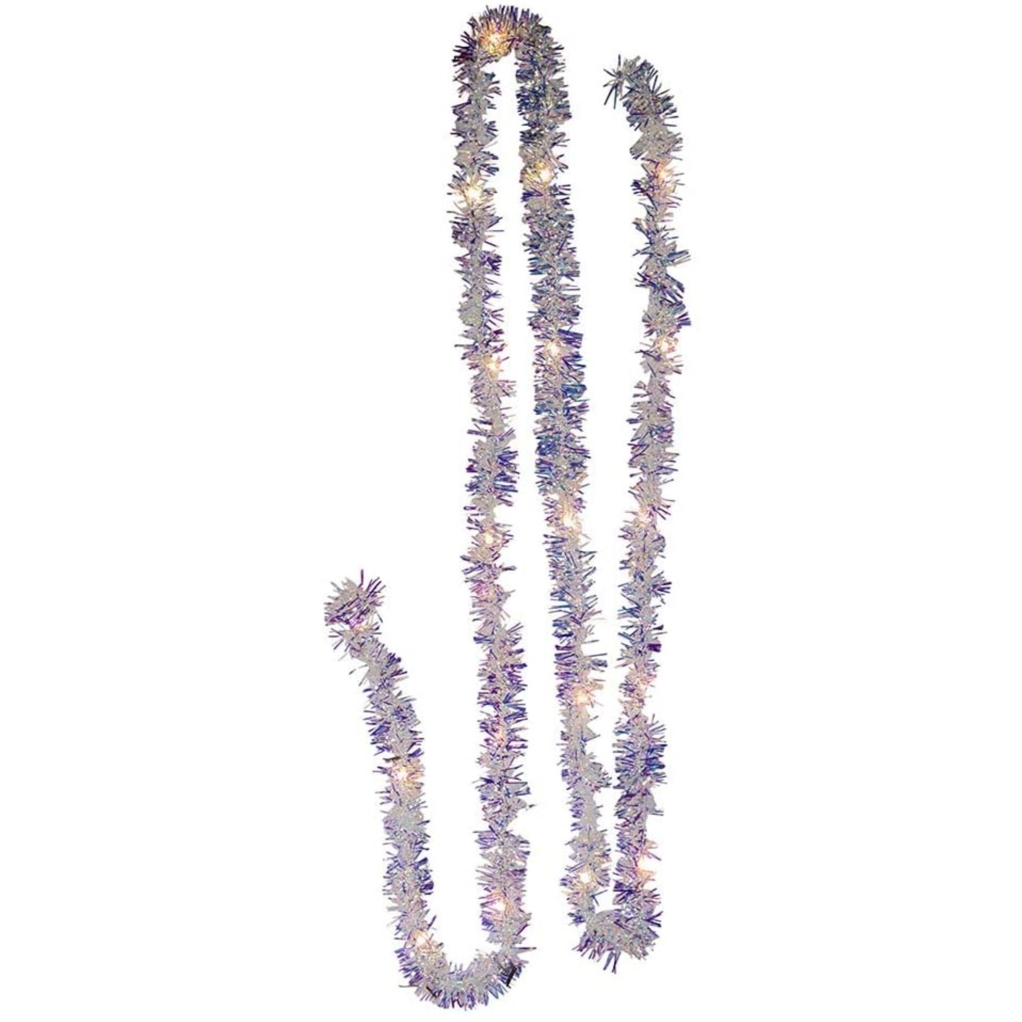Kurt Adler Battery Operated Pre-Lit LED Iridescent Tinsel Garland, 6.5ft