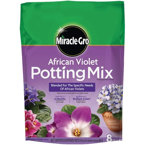 Miracle‑Gro African Violet Potting Mix — Specially Formulated, Slow-Release, 8qt