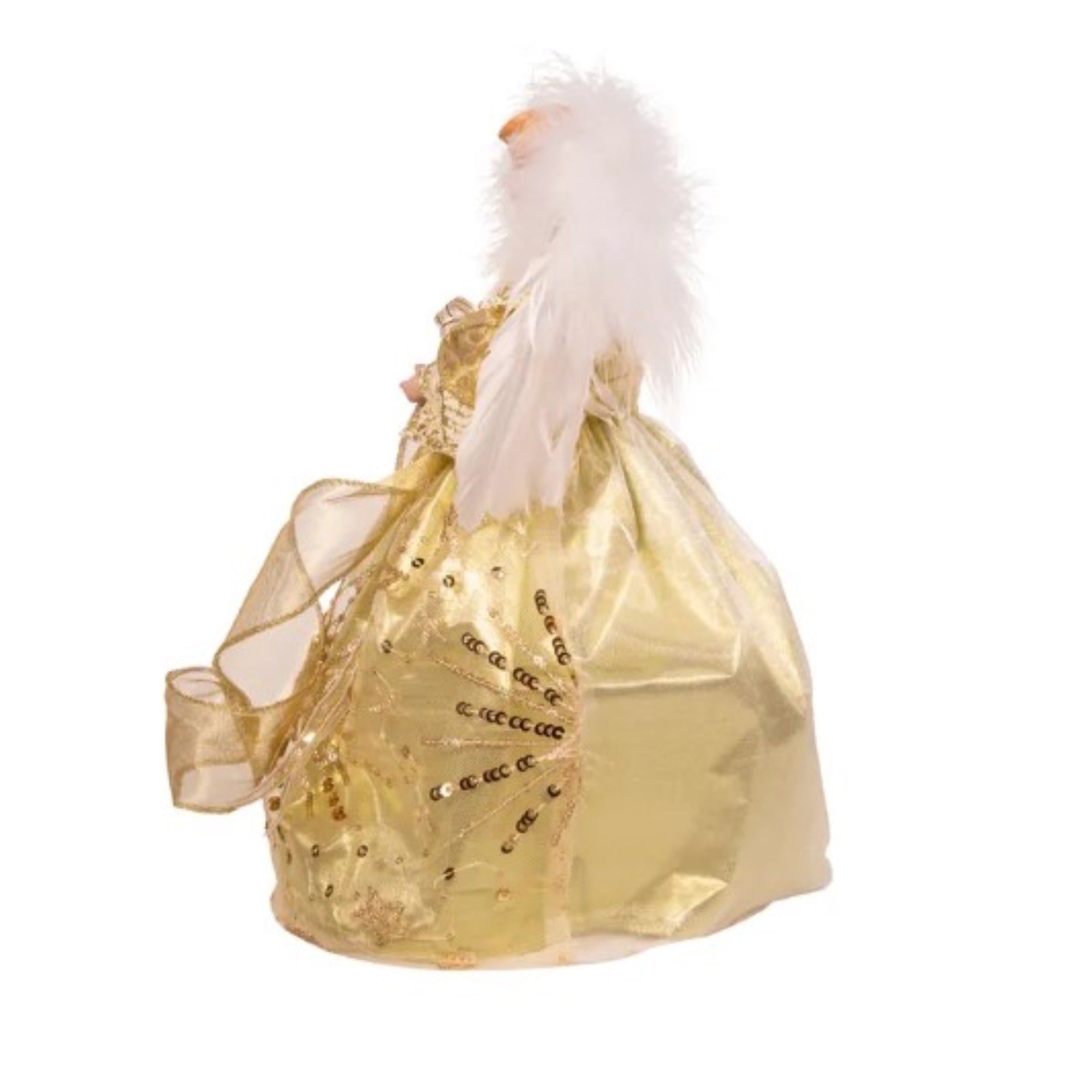 Kurt Adler Battery Operated White and Gold Lighted Angel Treetop 12"