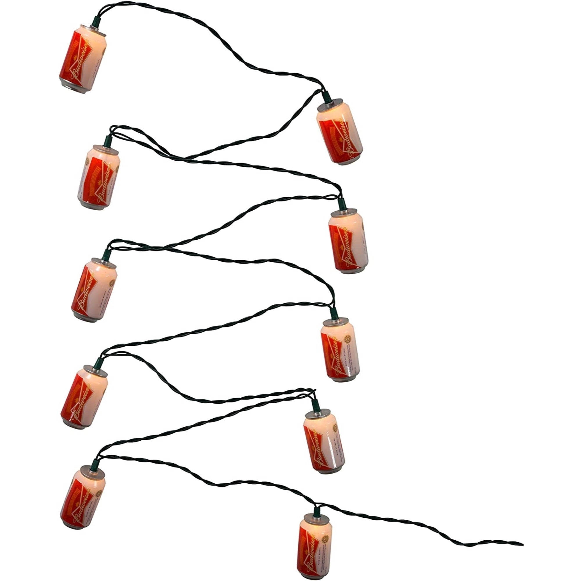 Kurt Adler Indoor/Outdoor String UL 10-Light Set, Budweiser Can Lights, 11ft