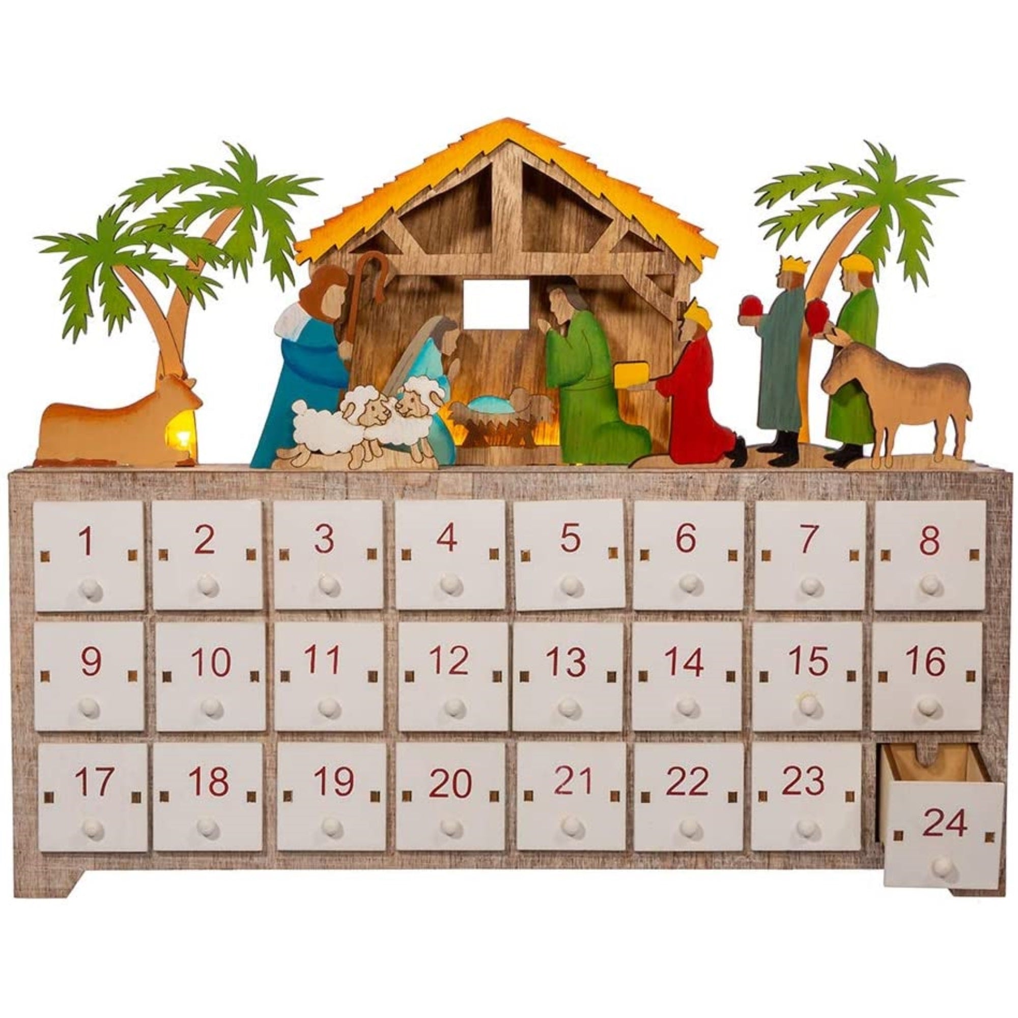 Kurt Adler Battery-Operated Light-Up LED Nativity Advent Calendar