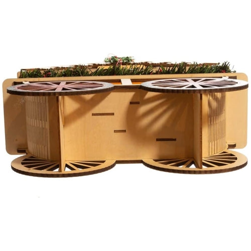 Kurt Adler Battery-Operated Wooden LED Lighted Tabletop Decoration, Wagon Village Scene, 18.9"