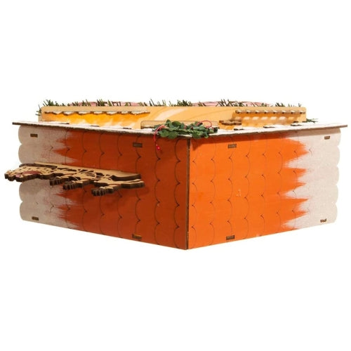 Kurt Adler Battery-Operated Wooden LED Lighted Tabletop Decoration, Wagon Village Scene, 18.9"