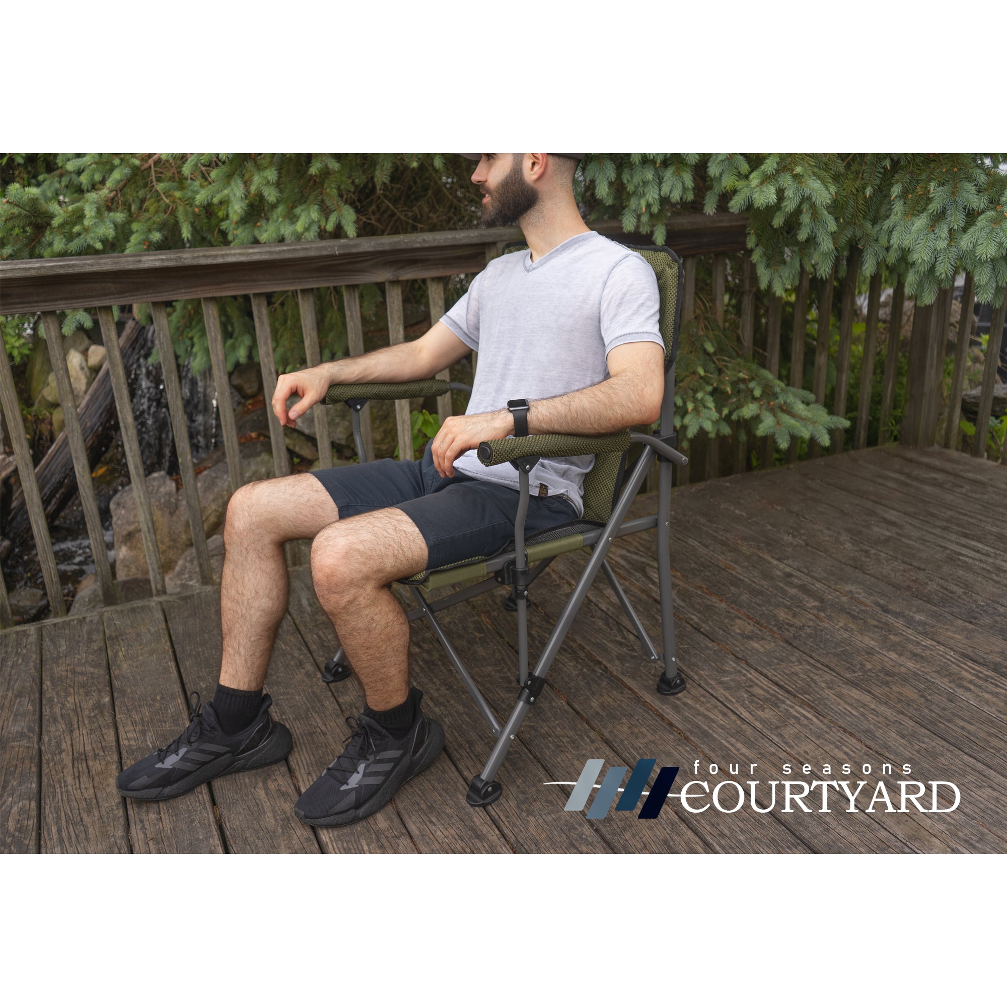 HCF Four Seasons Deluxe Padded Folding Arm Chair, Green