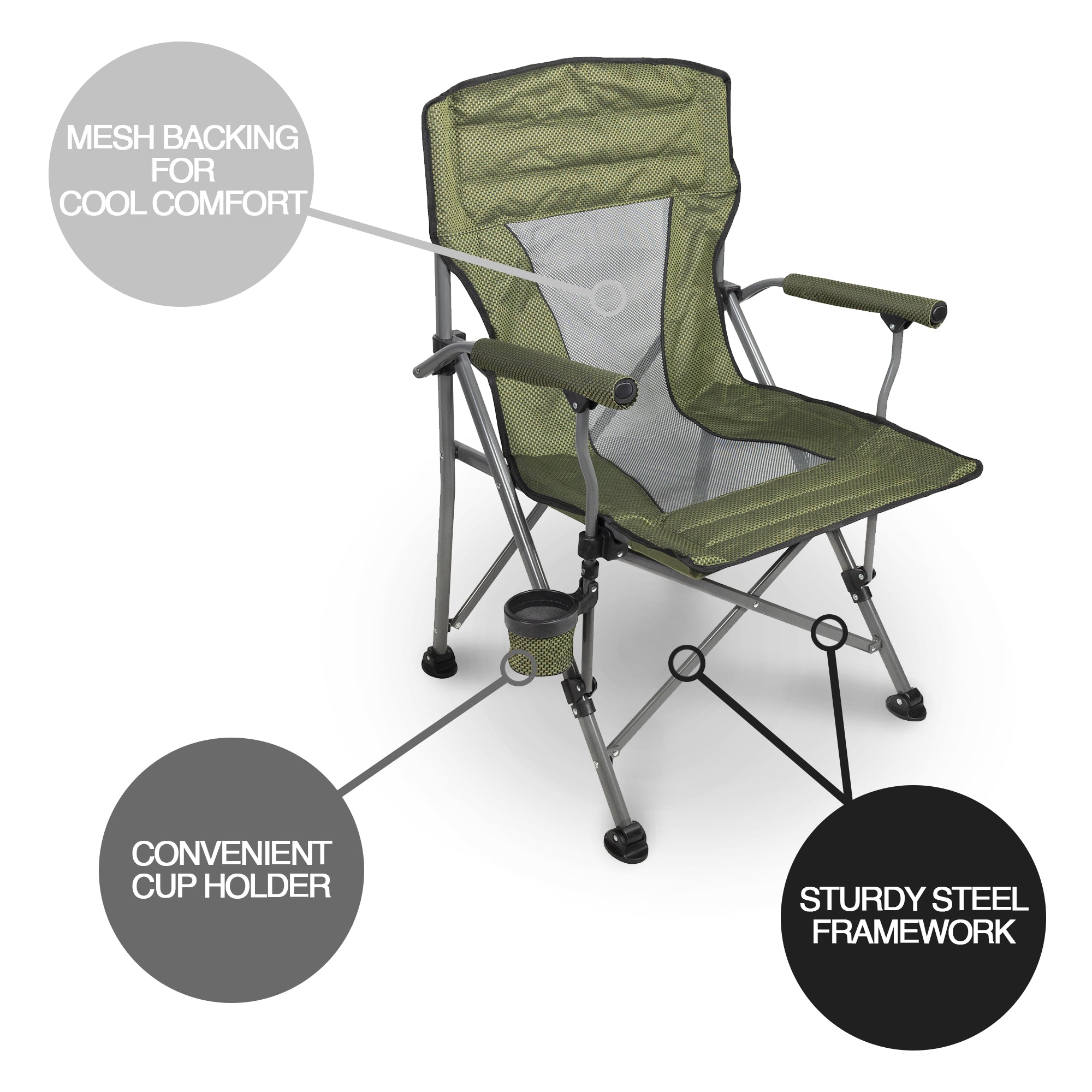 HCF Four Seasons Deluxe Padded Folding Arm Chair, Green