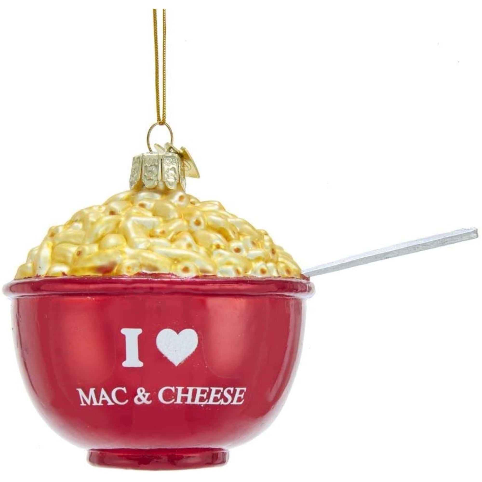 Kurt Adler Noble Gems "I Love Mac & Cheese" Glass Christmas Tree Ornament
