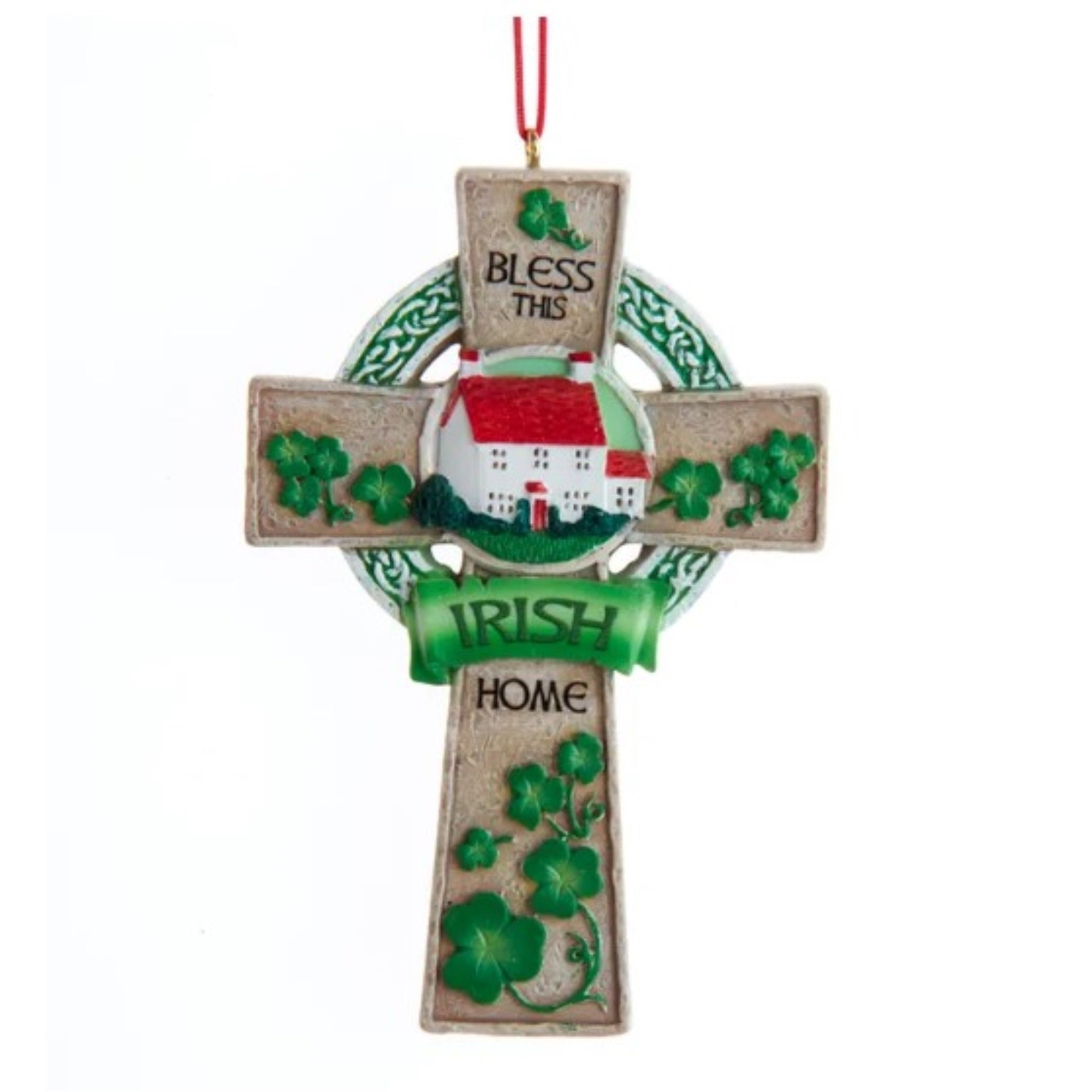 Kurt Adler Resin Ornament for Christmas Tree, Irish Cross