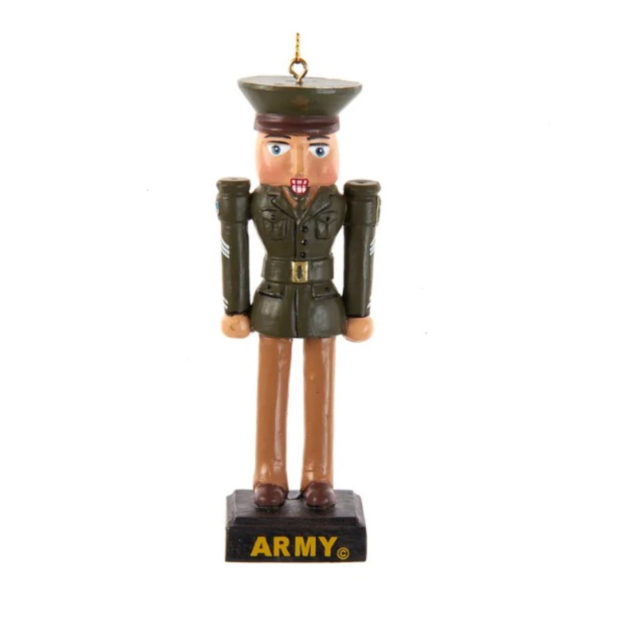 Kurt Adler Wooden Ornament for Christmas Tree, Army Military Nutcracker