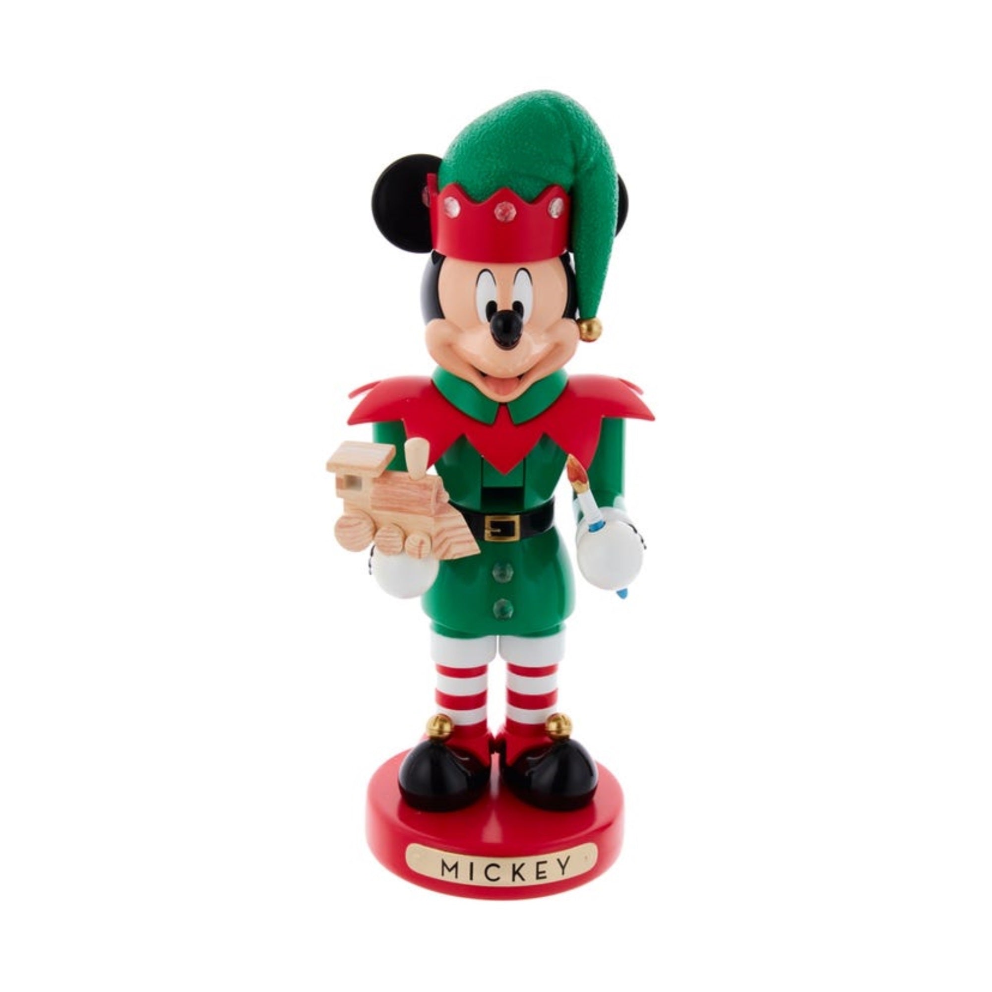Kurt Adler Resin Nutcracker, Disney Mickey "The Elf" with Toy Train & Paintbrush, 10"