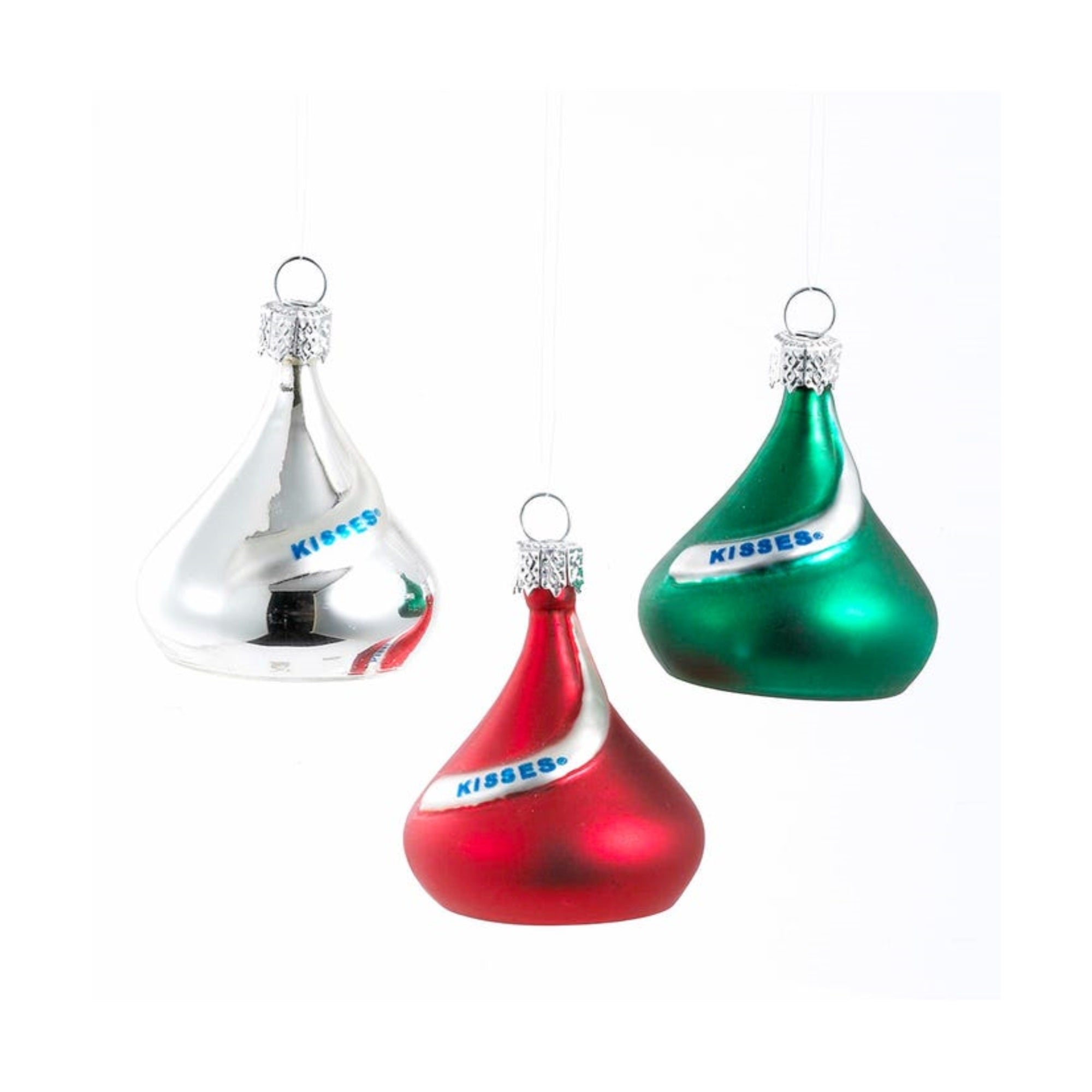 Kurt Adler Hershey's Miniature Kisses Glass Ornaments, 6-Piece Box Set, 1.5"