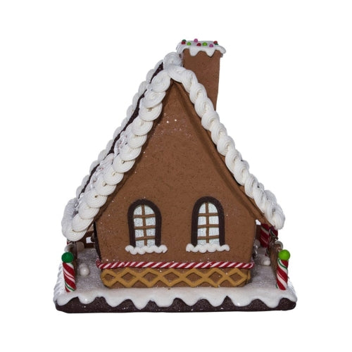 Kurt Adler Battery-Operated Lighted Claydough Tabletop Holiday Decor, Gingerbread House, 10"
