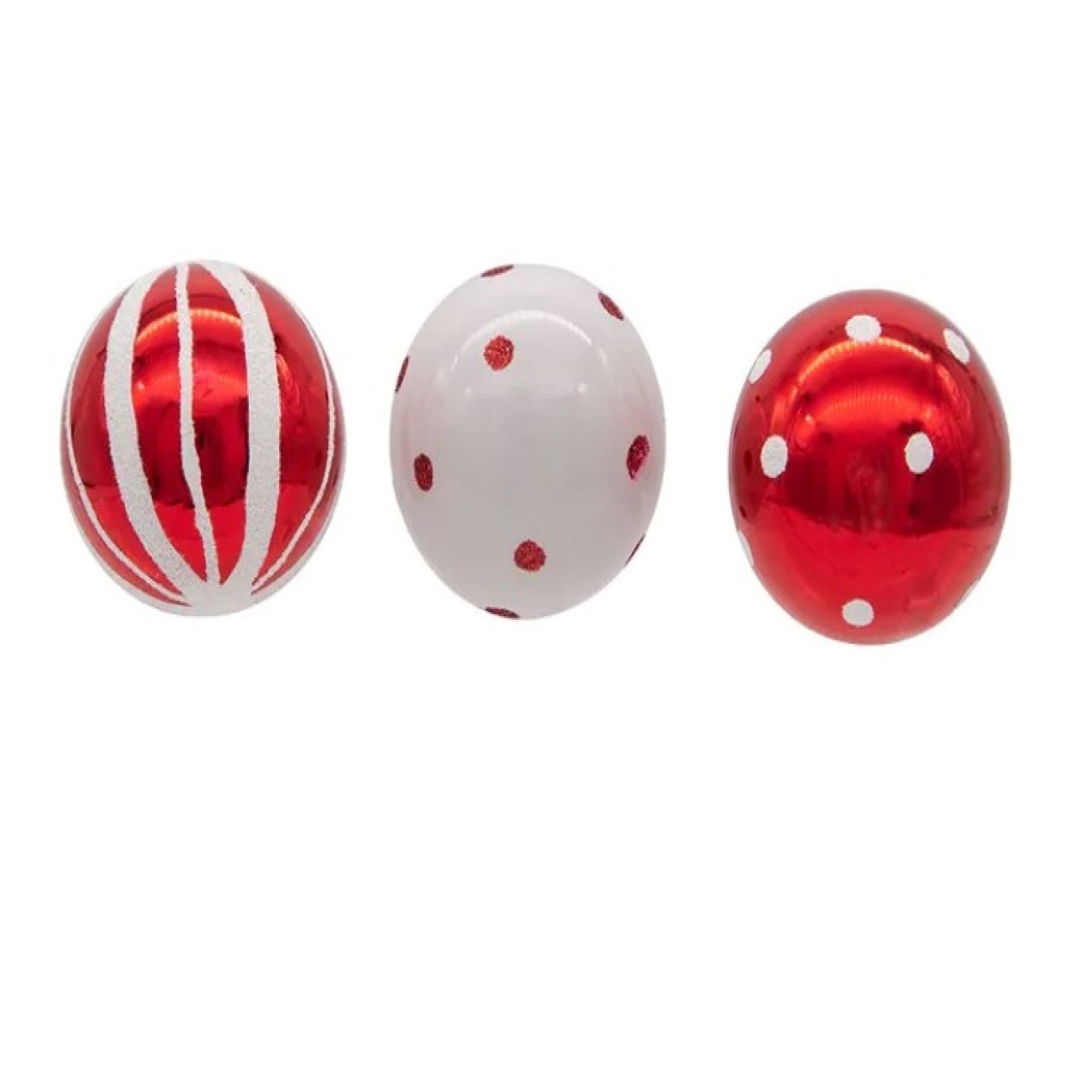 Kurt Adler Glass Ball Ornaments, Red and White, 9-Piece Set