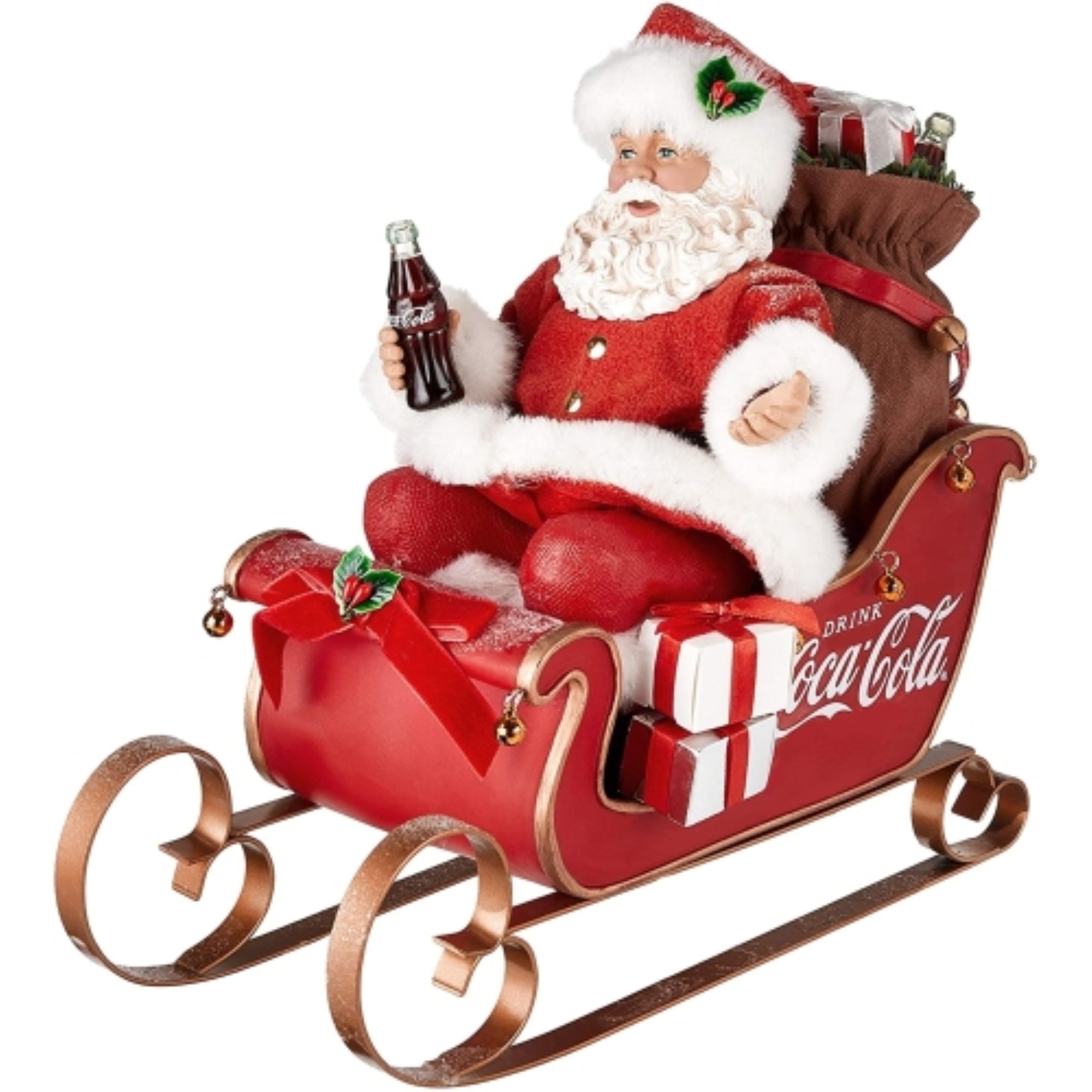 Kurt Adler Fabriche Coca-Cola Santa in Sleigh Tabletop Decoration, 10"