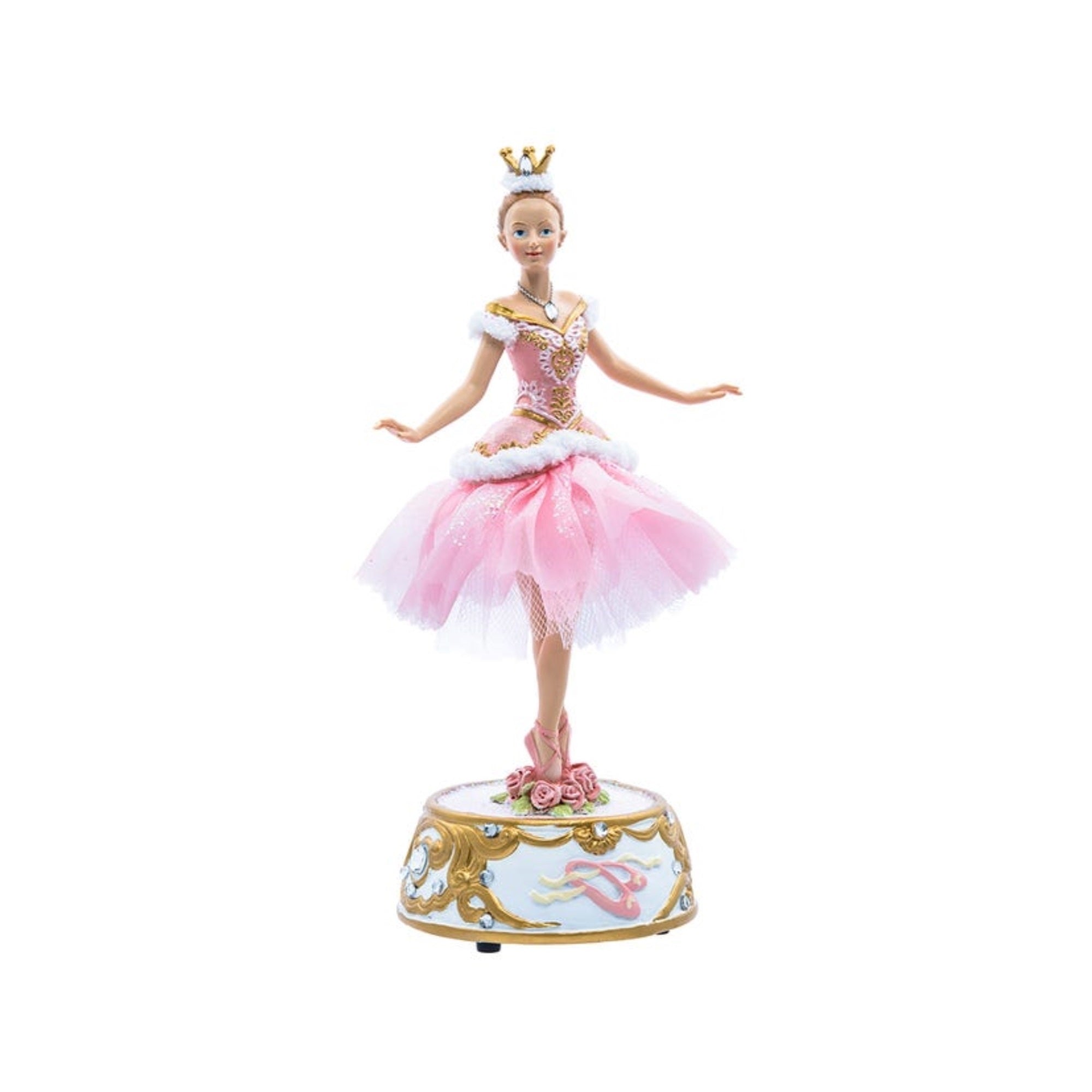 Kurt Adler Pink Ballerina Figure with Musical Base Table Piece, 10"
