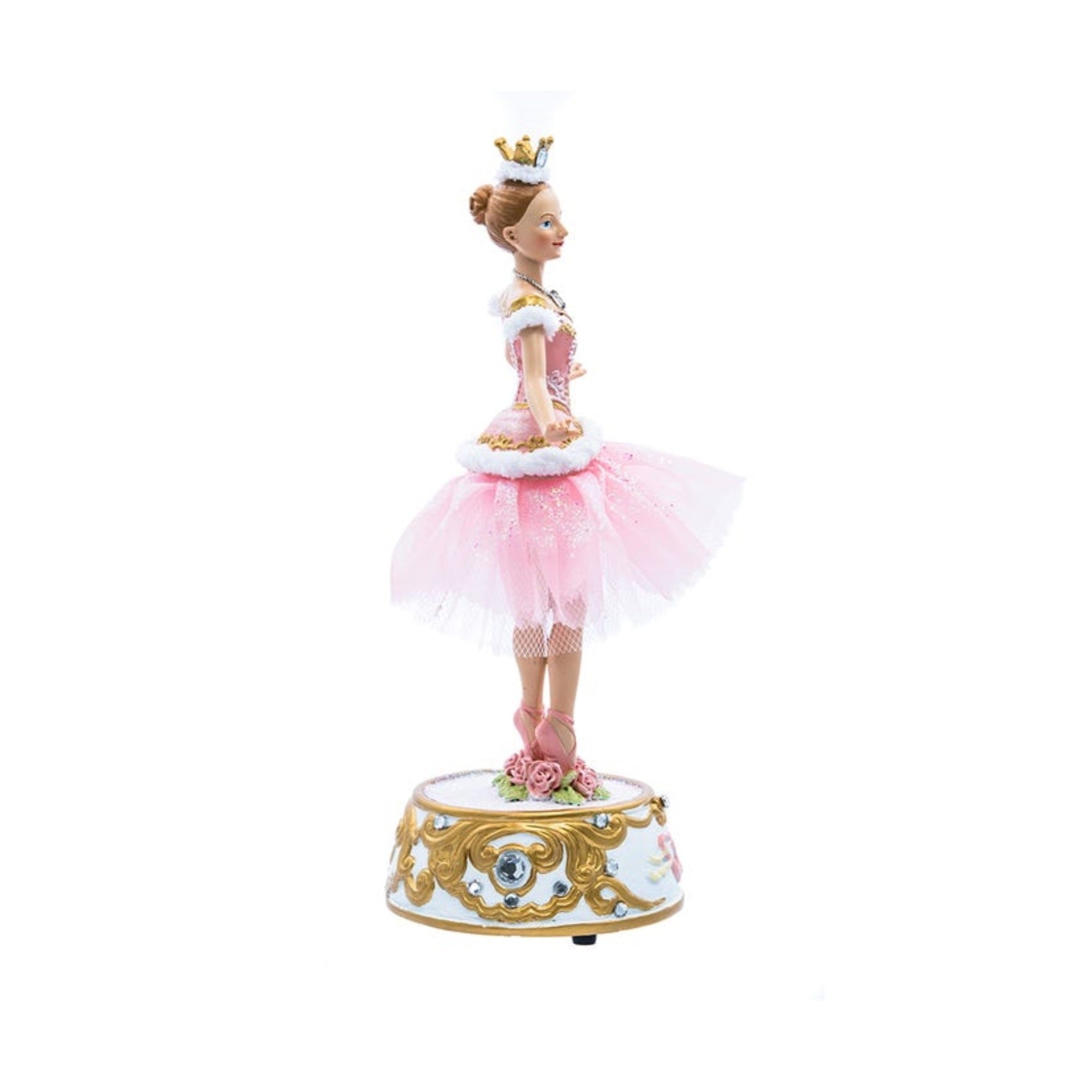 Kurt Adler Pink Ballerina Figure with Musical Base Table Piece, 10"