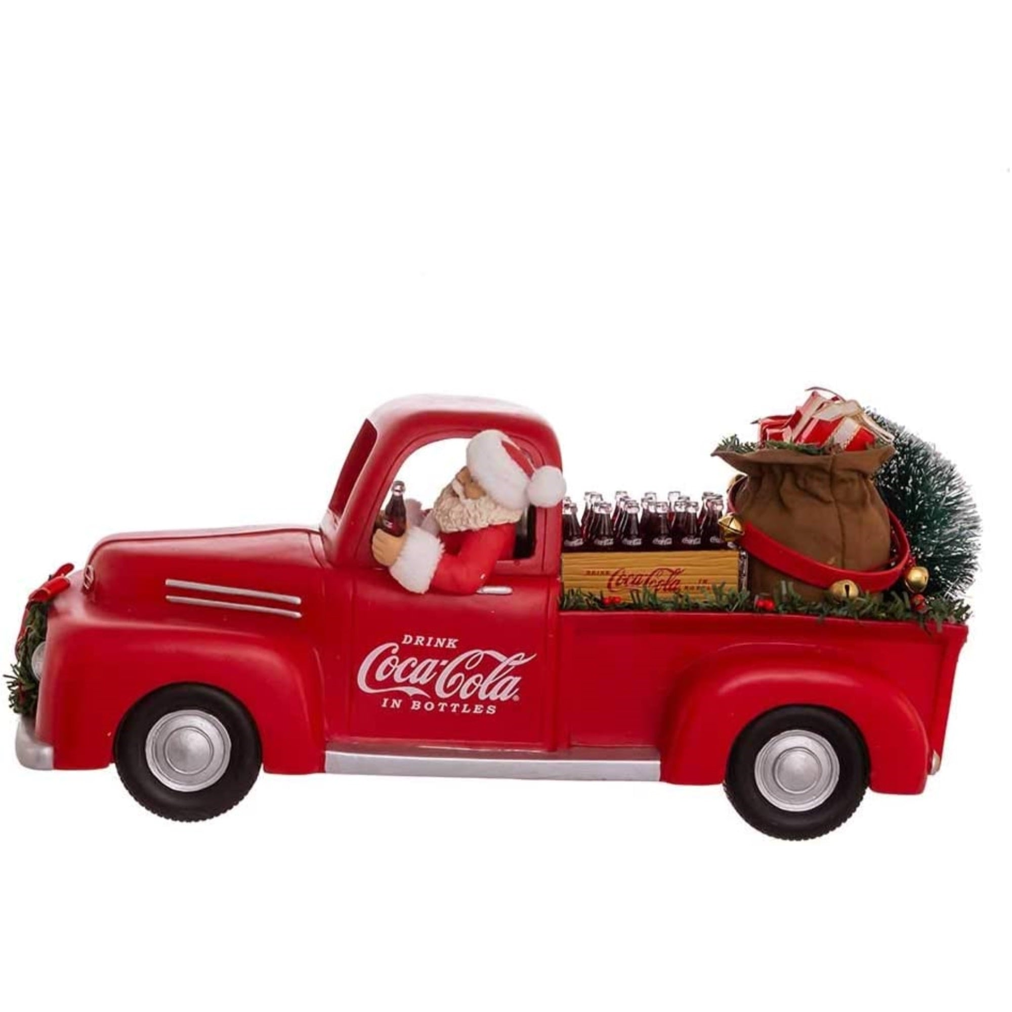 Kurt Adler Coca-Cola Santa Truck Christmas Decor Figurine, Red, 14"