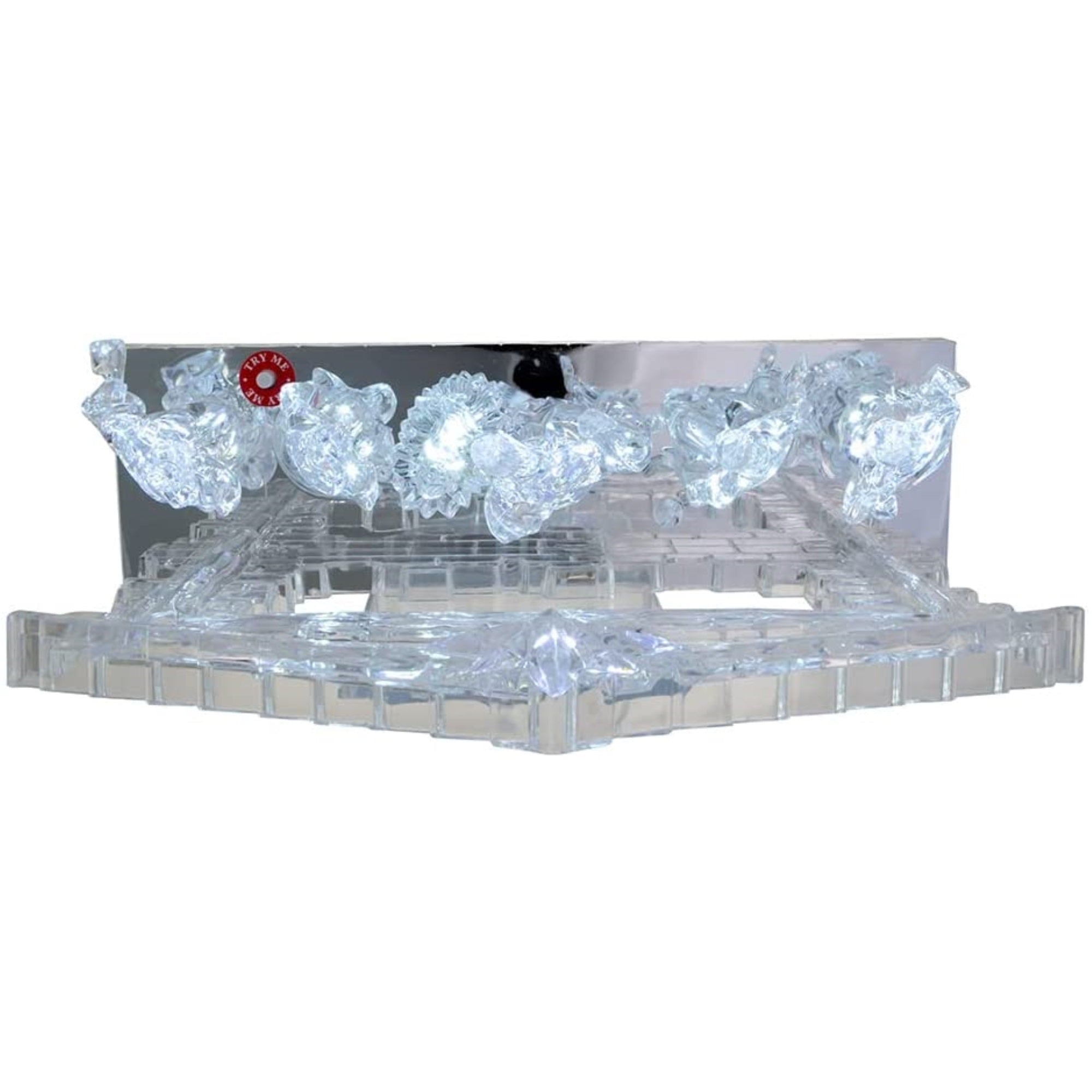 Kurt Adler Battery-Operated Clear Light-Up Musical Nativity Scene, 8.7”