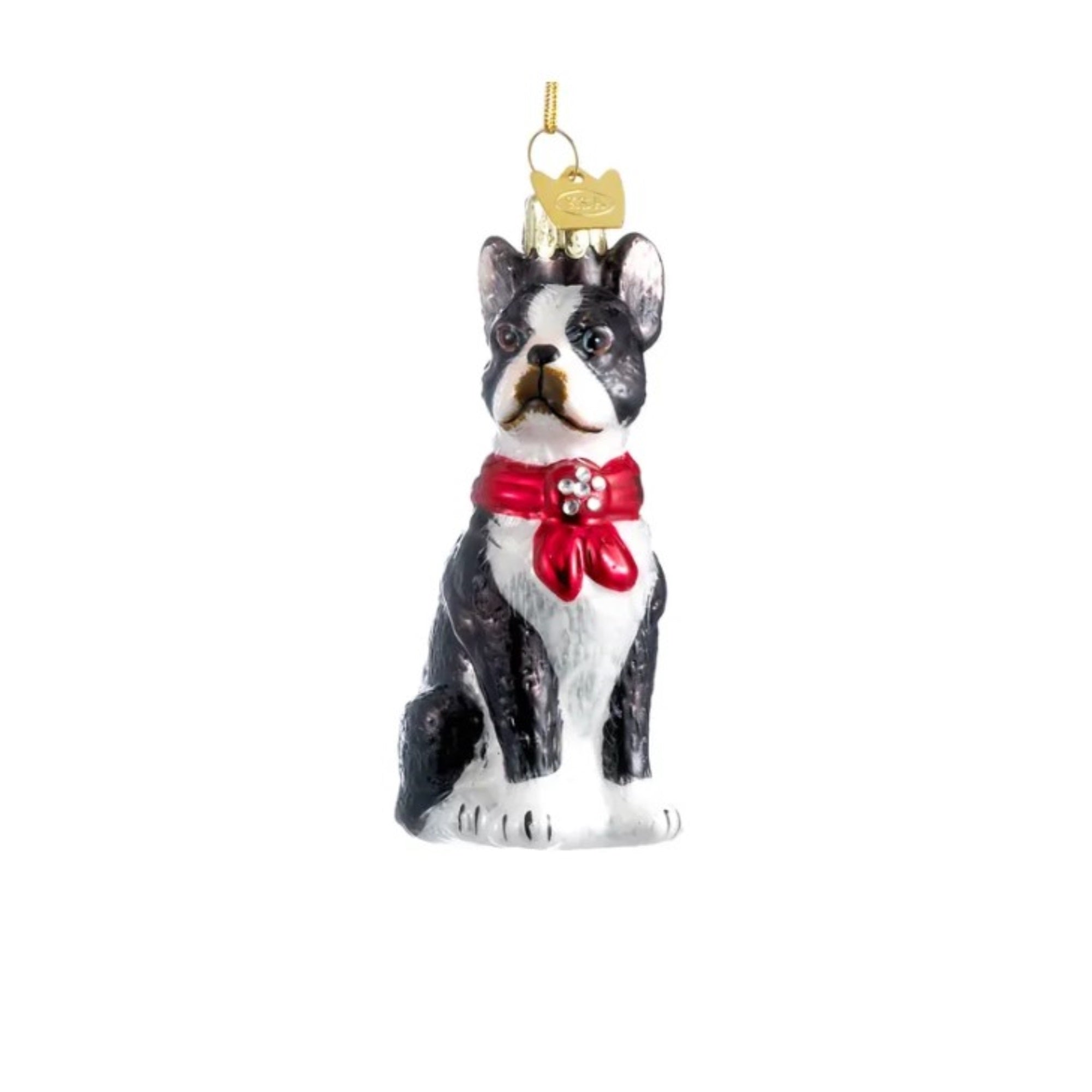 Kurt Adler Noble Gems Glass Ornament for Christmas Tree, Boston Terrier