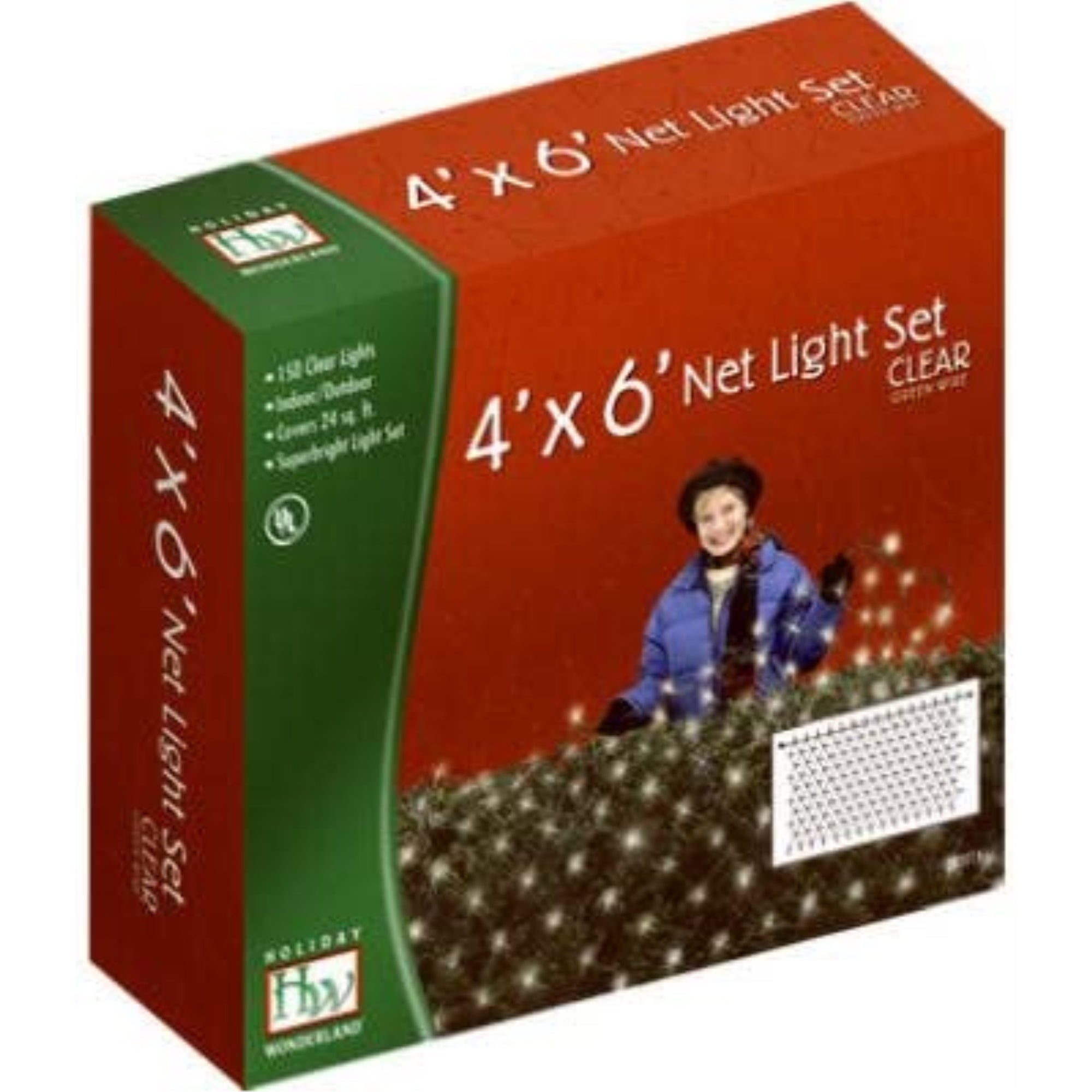Holiday Wonderland 150-count Clear Net Lights, Clear, 4 x 6 (Covers 24 sq ft)