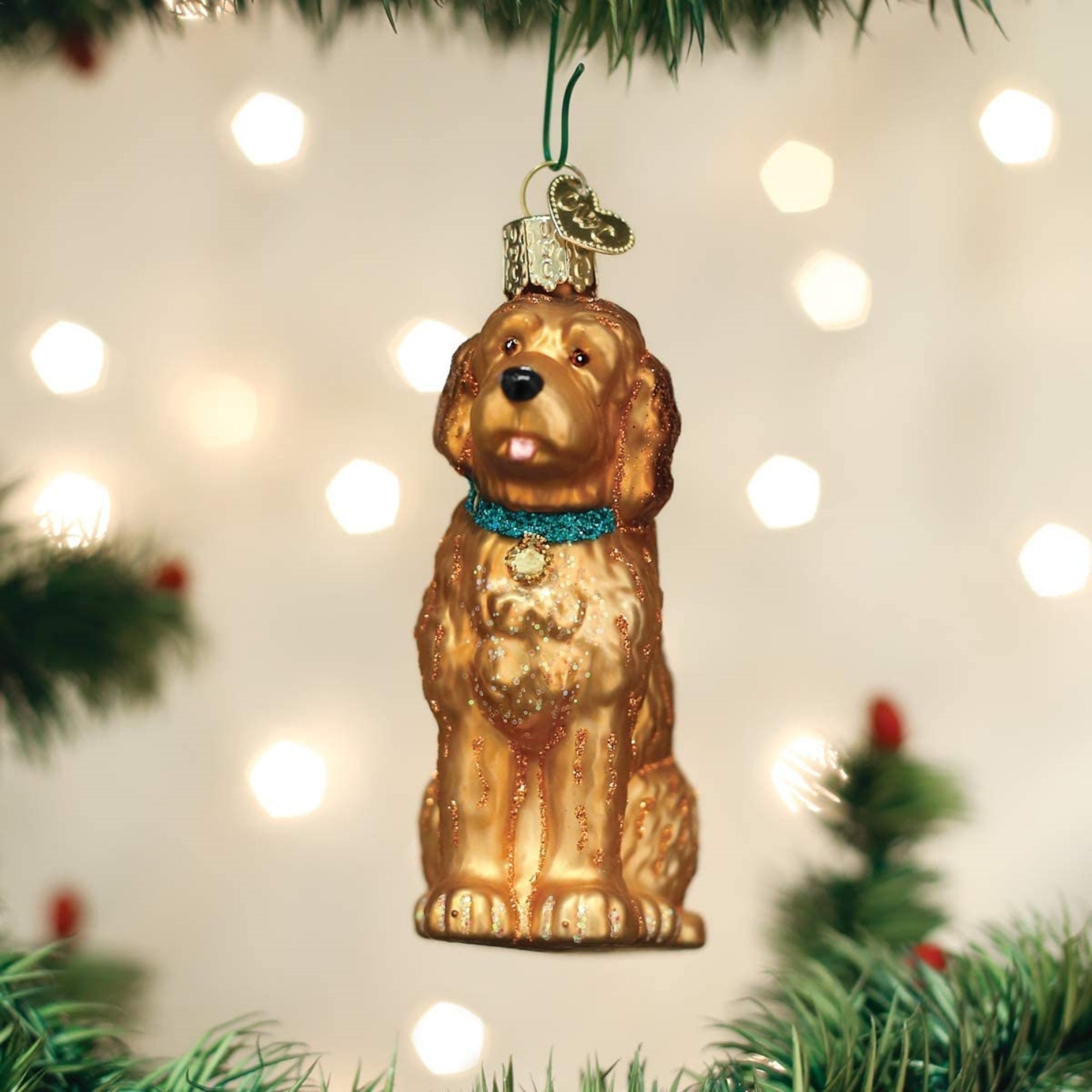Old World Christmas Blown Glass Ornament for Christmas Tree, Irish Doodle