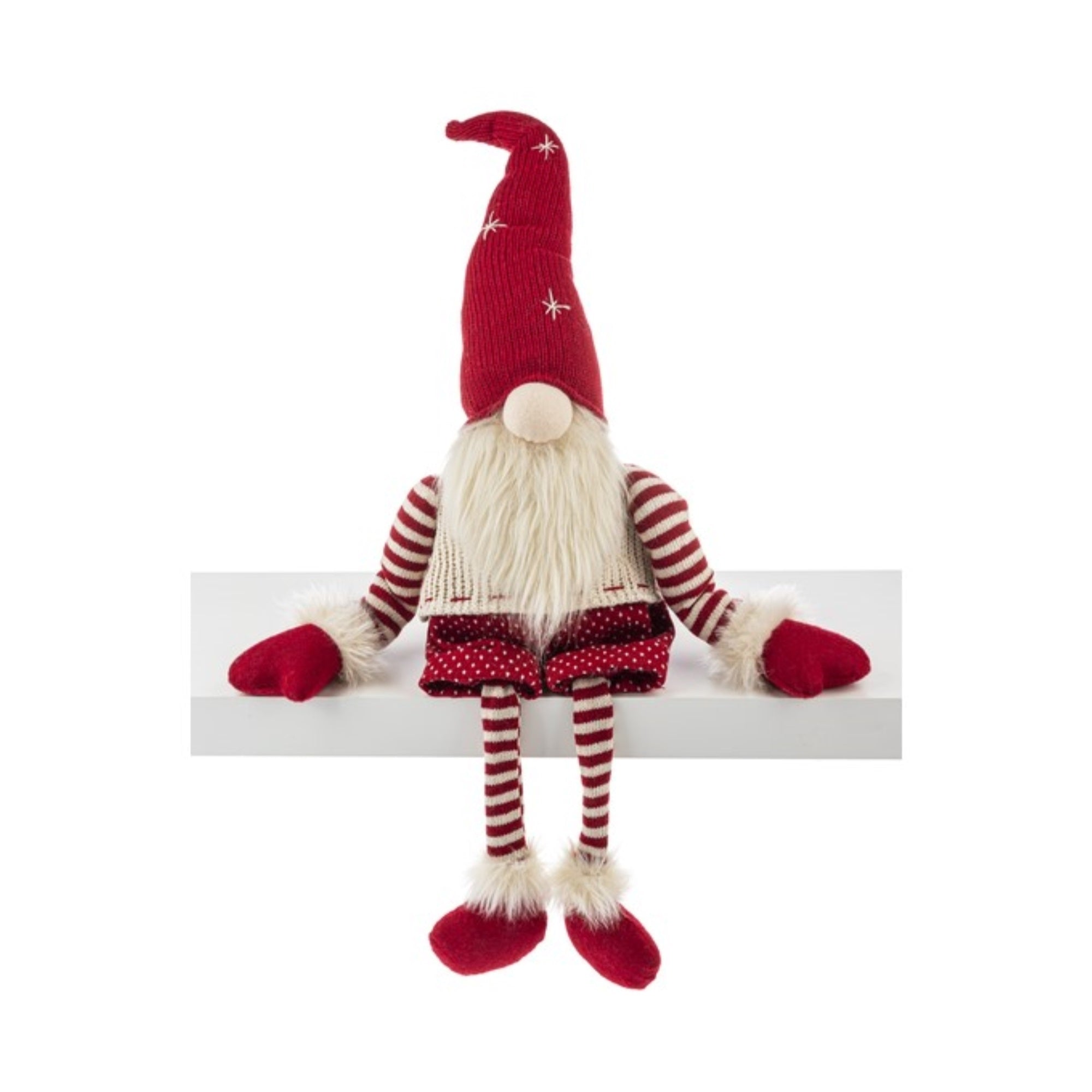 Ganz Christmas Gnome Figurine – Hanging or Sitting Holiday Decoration, Red and White, 32"