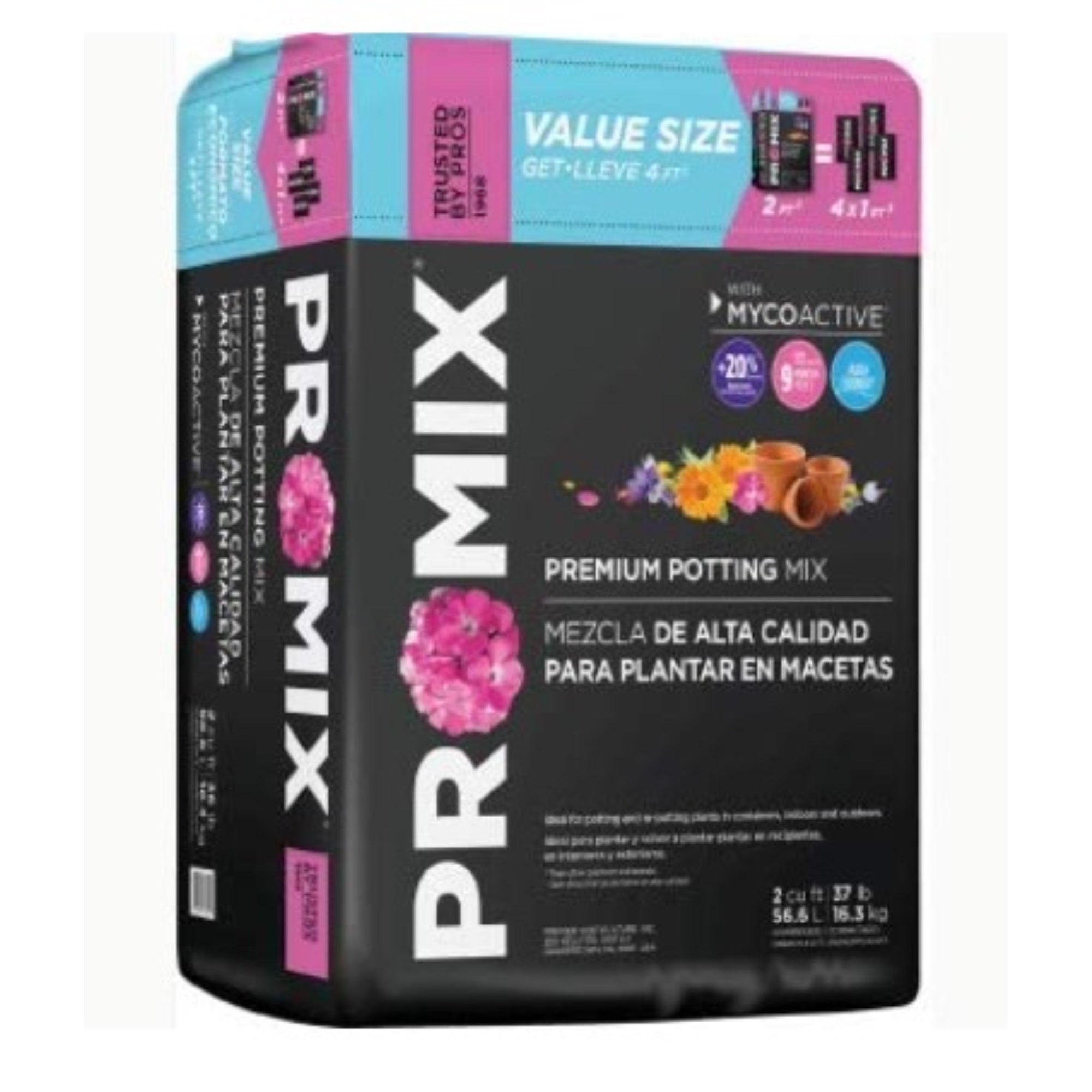 Premier Horticulture PRO-MIX Premium Potting Mix with MYCOACTIVE Technology, Compressed Bale, 2 cu ft