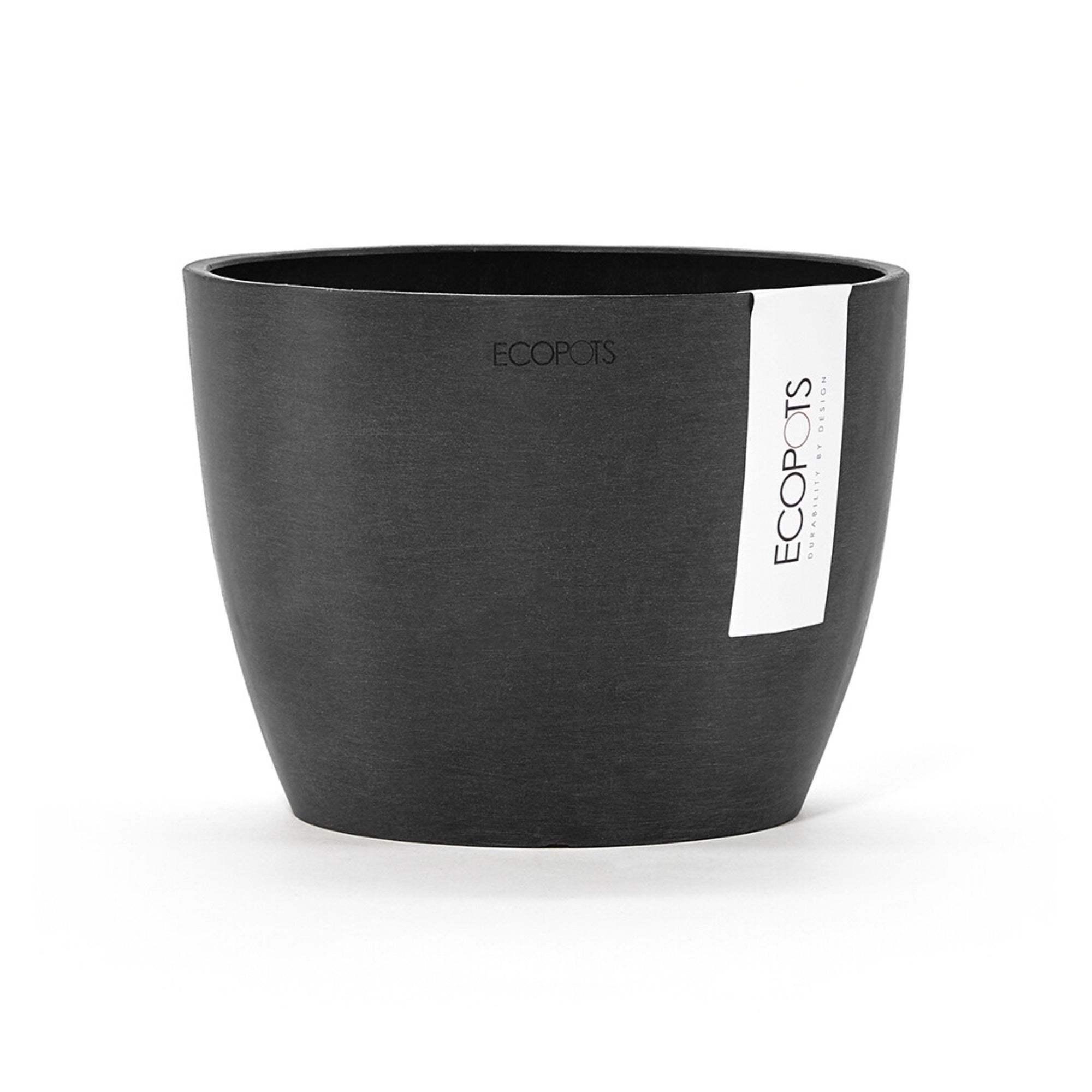 Ecopots Stockholm Mini Durable Modern Round Indoor/Outdoor Recycled-Based Composite Flower Pot Planter, 6"