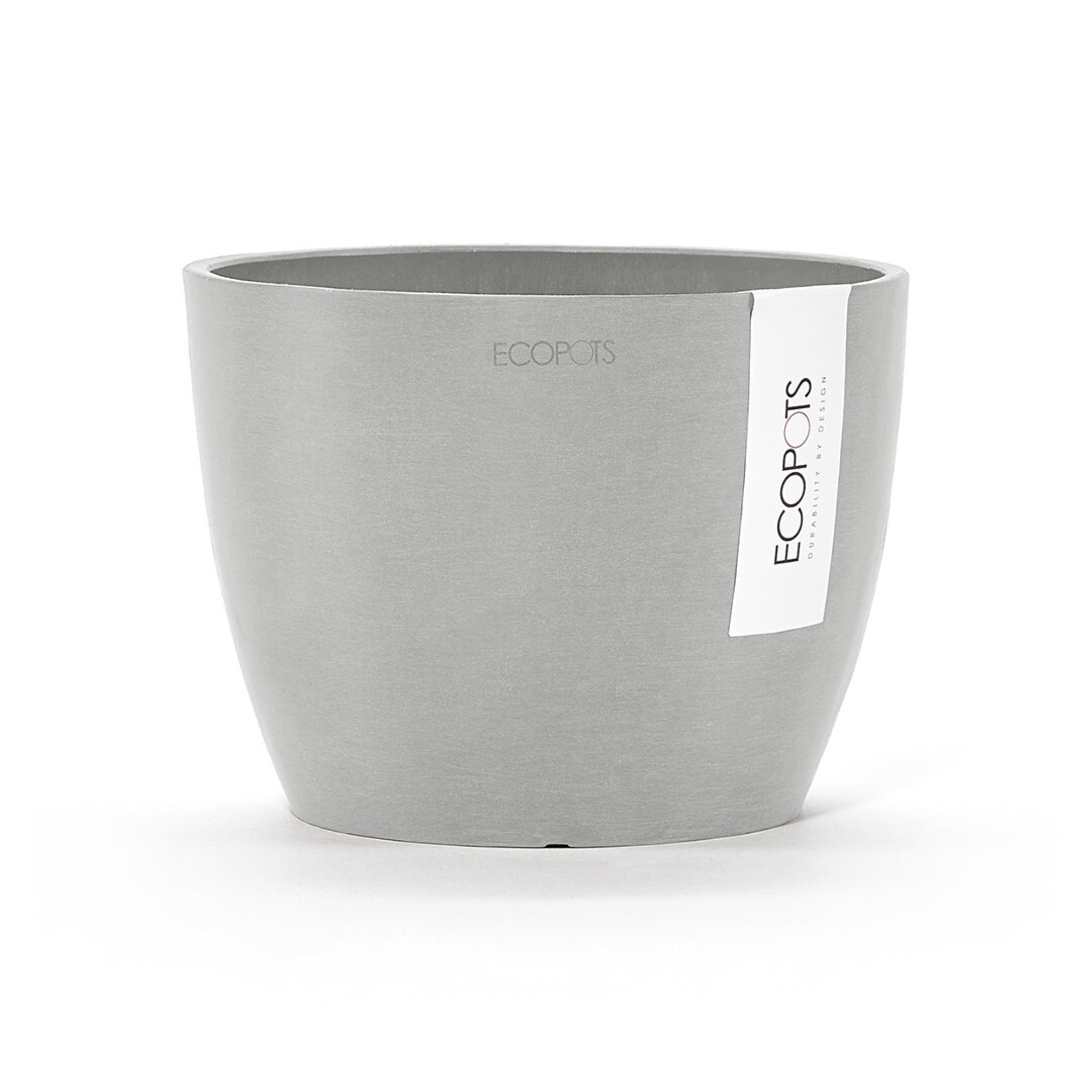 Ecopots Stockholm Mini Durable Modern Round Indoor/Outdoor Recycled-Based Composite Flower Pot Planter, 6"