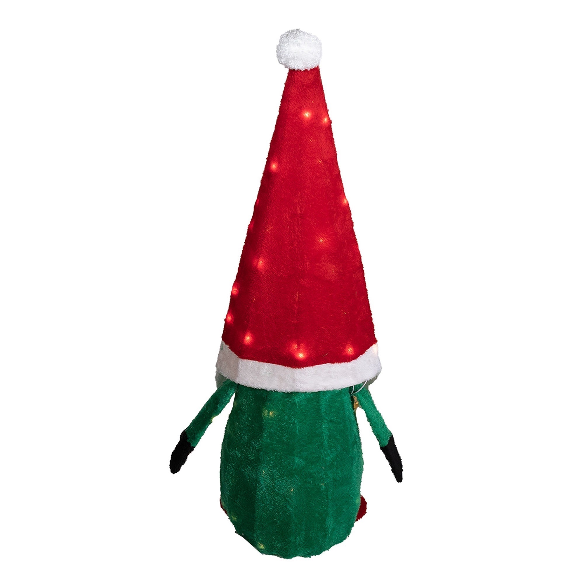 Good Tidings Indoor Plush Gnome Santa Christmas Decoration, 50 Twinkling Lights, 35"