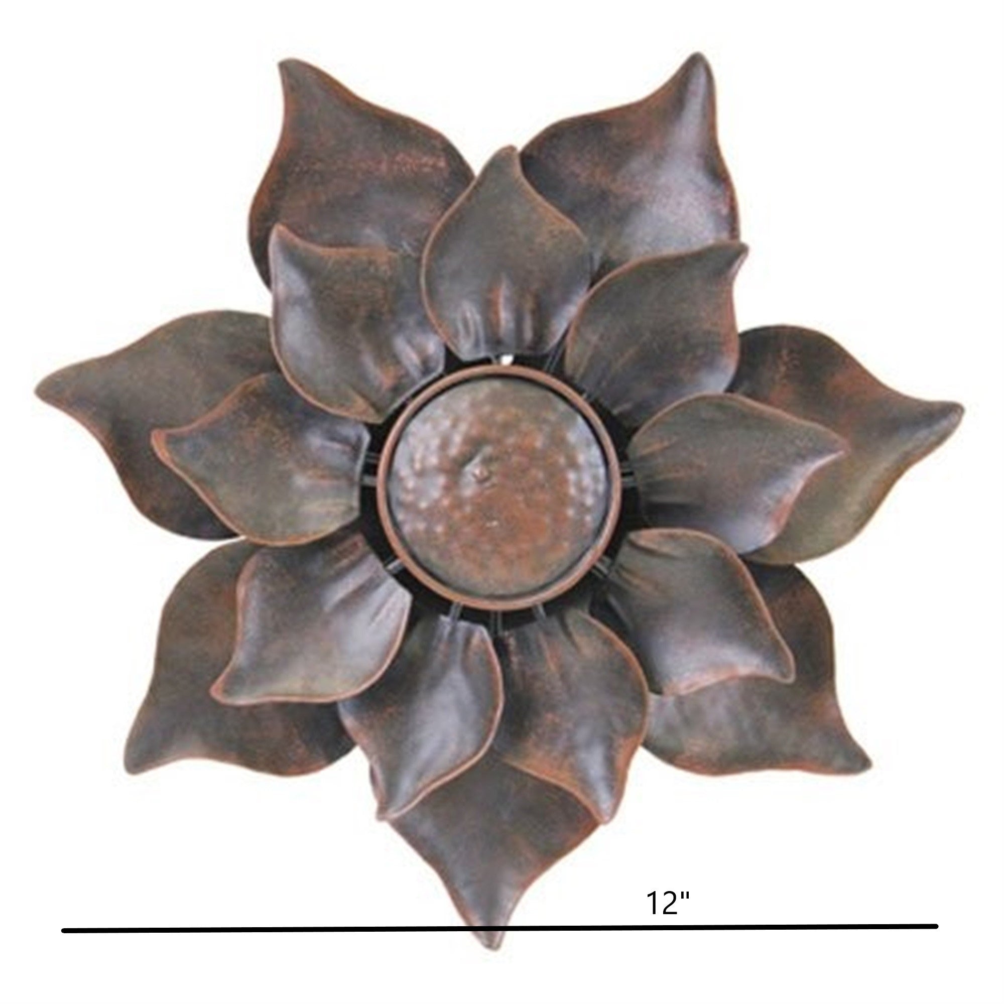 Exhart Kinetic Flower Garden Spinner – Dual Petal Bronze Metal Wall Art & Garden Stake, 12"